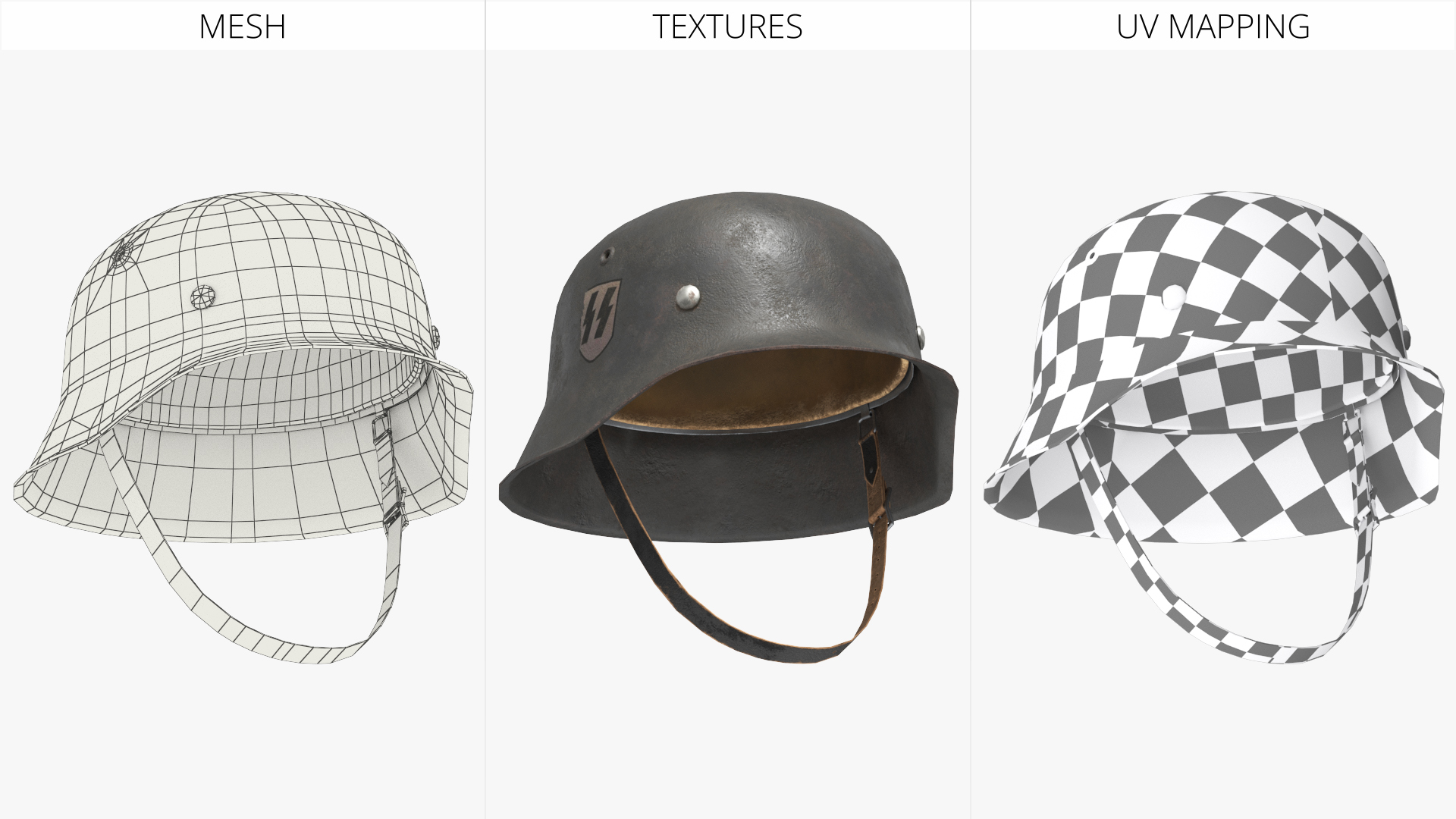 WW2 German M42 Helmet Leather Liner Game Ready, view 7