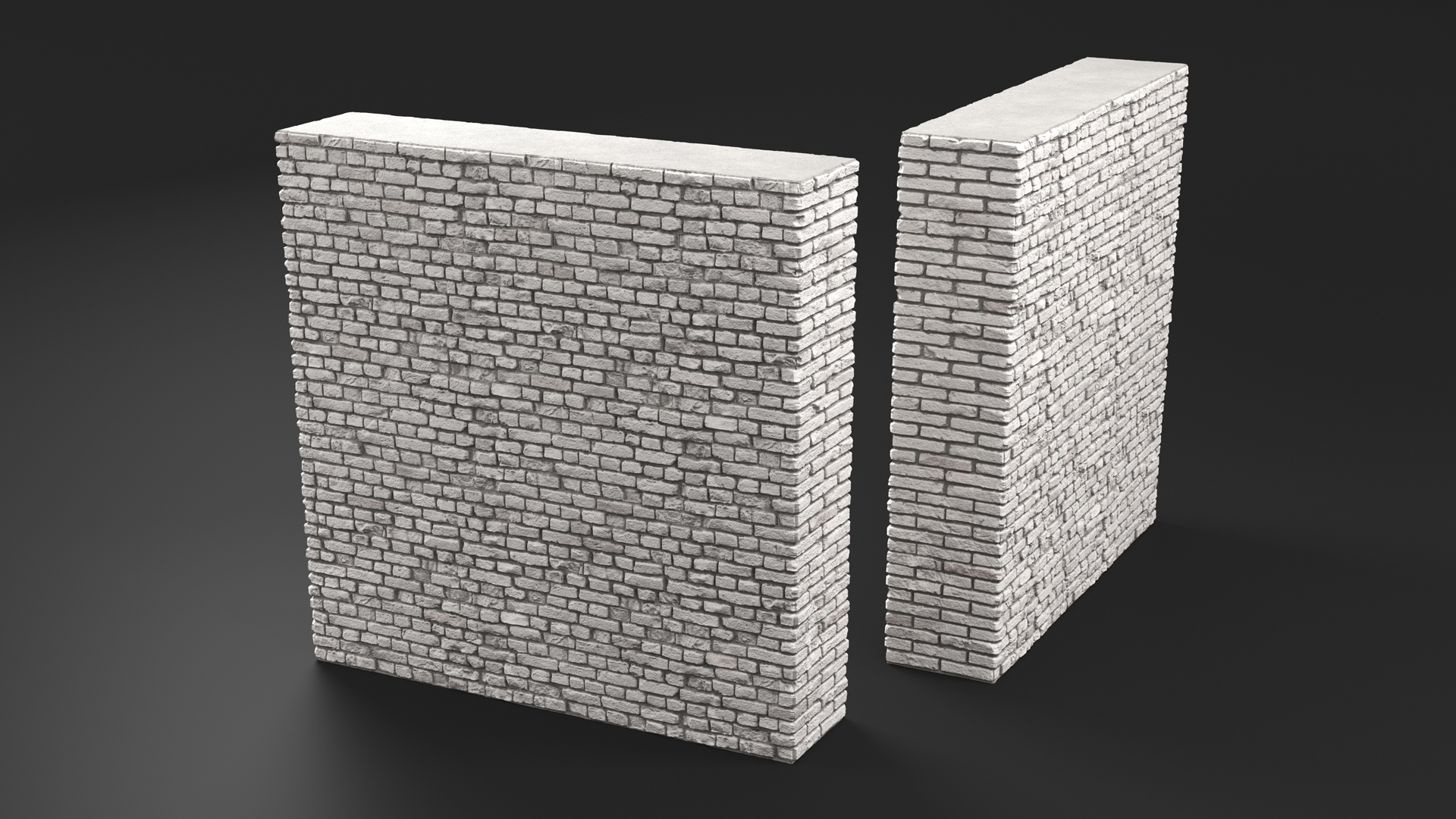 3D model Old Brick White Wall