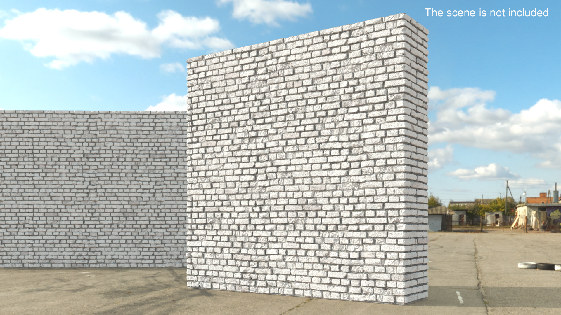 3D model Old Brick White Wall