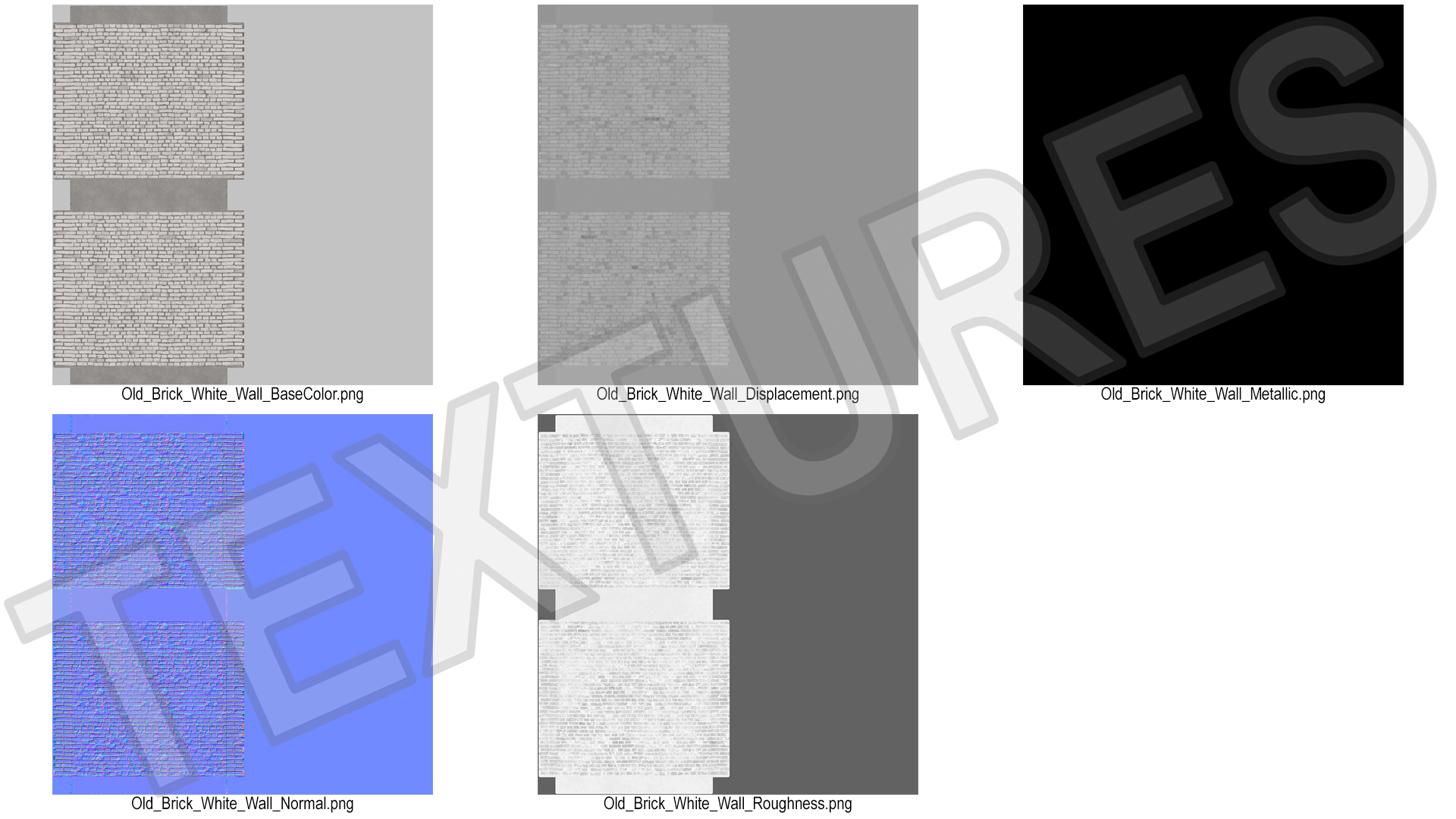 3D model Old Brick White Wall
