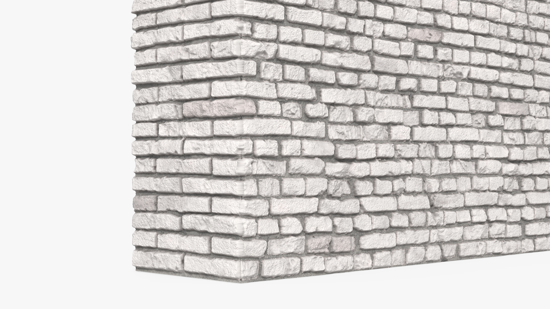 3D model Old Brick White Wall