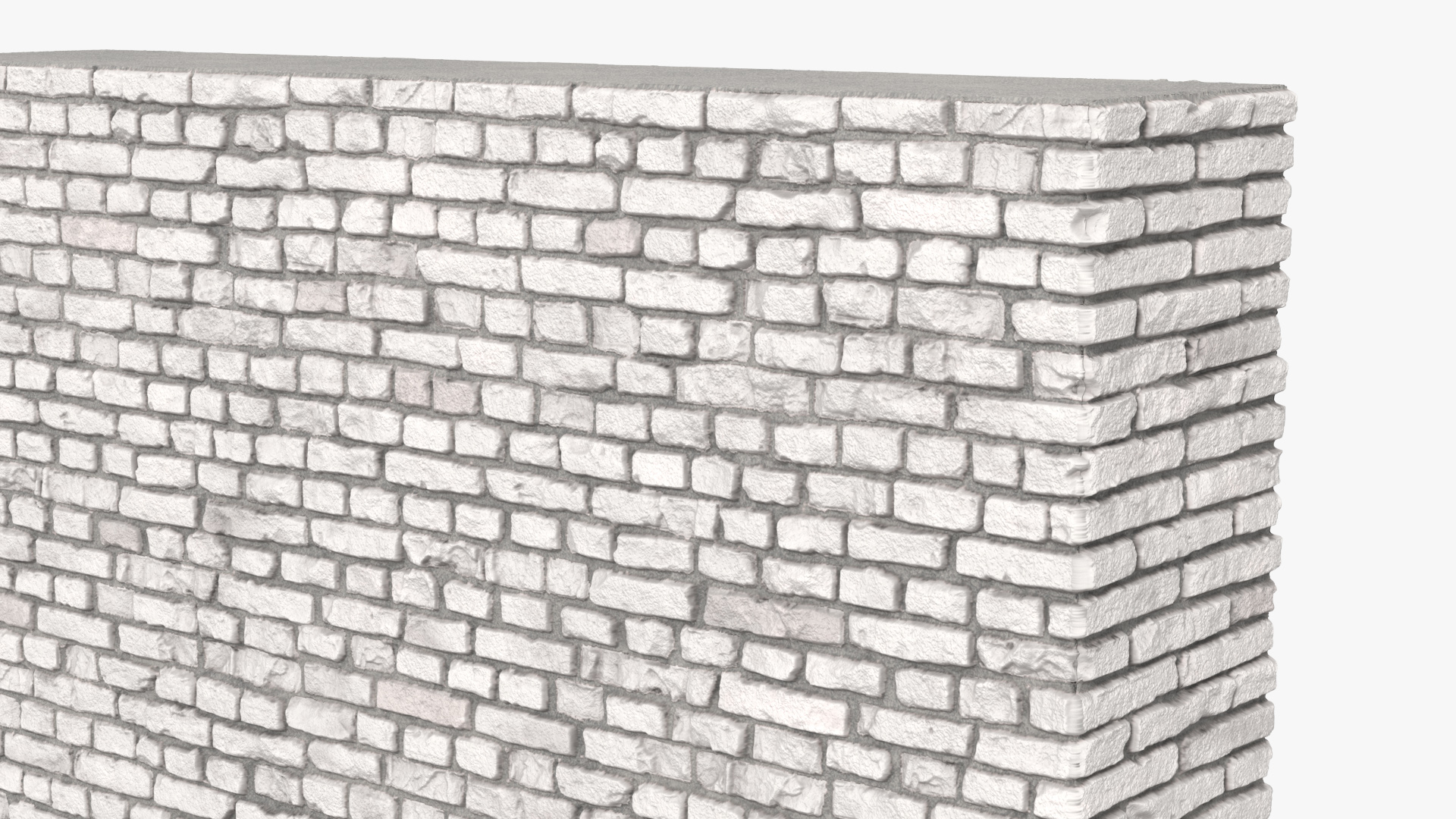 3D model Old Brick White Wall