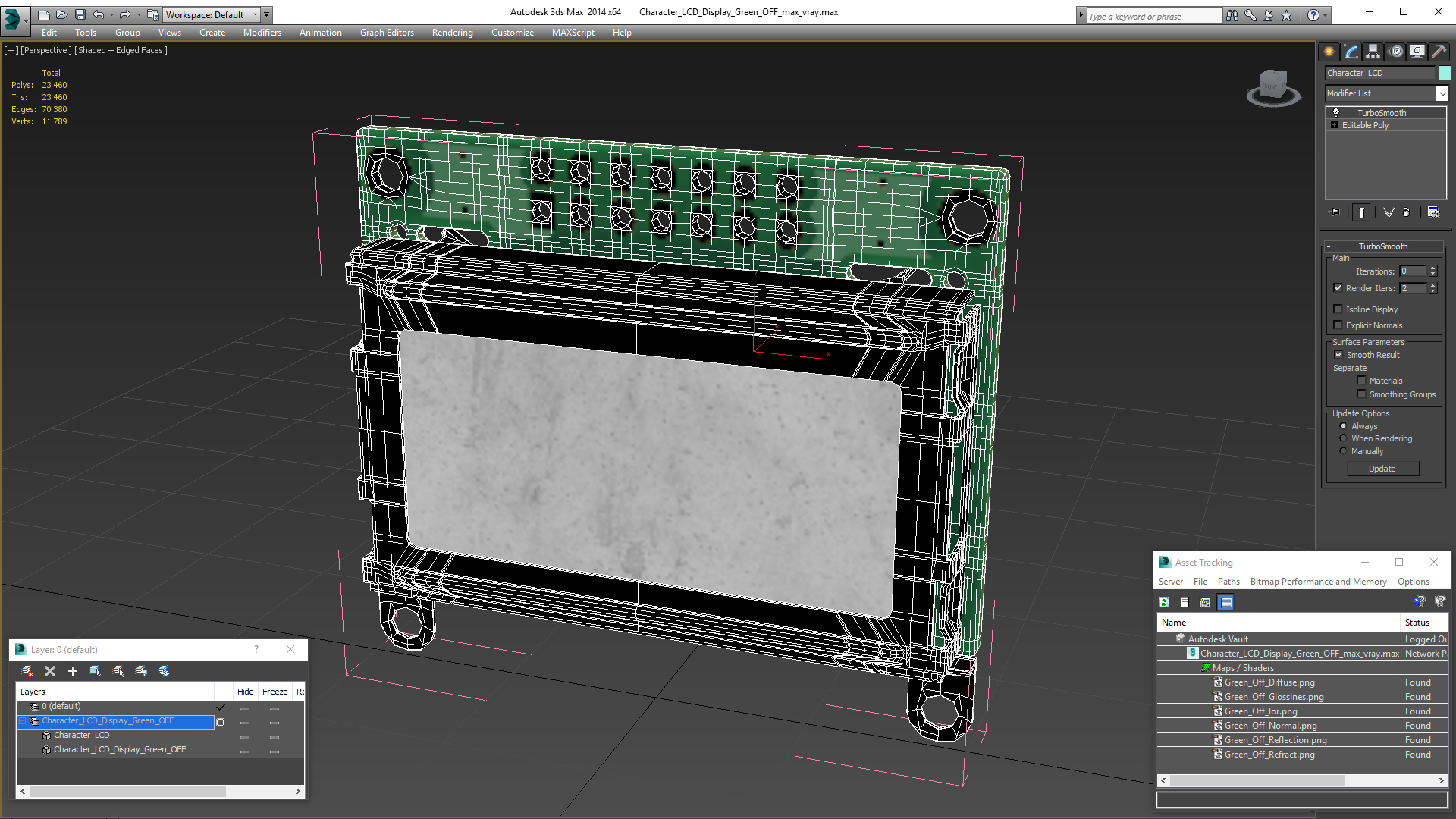 3D Character LCD Display Green OFF