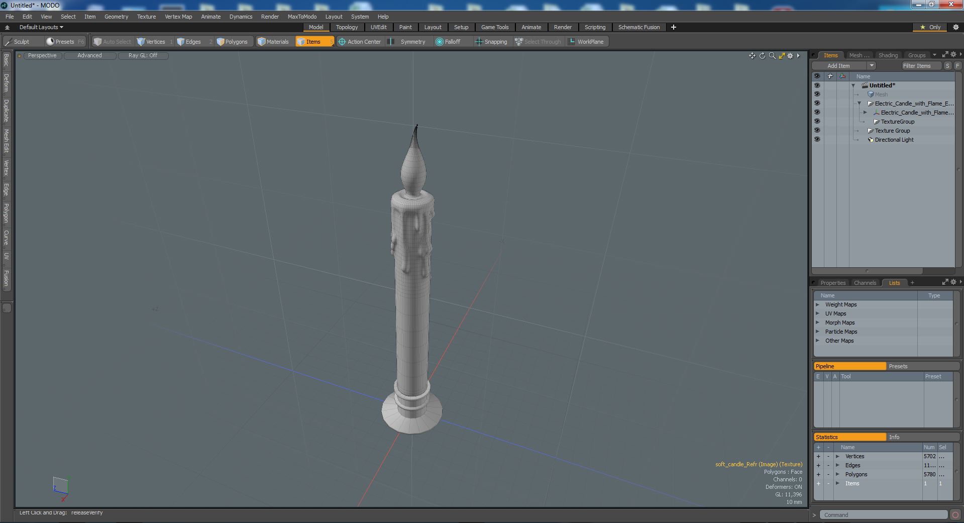 3D Electric Candle with Flame Effect model