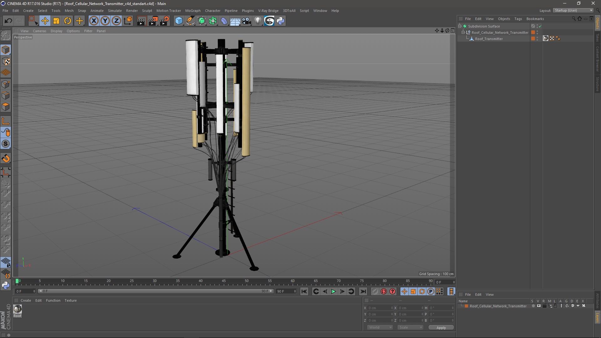 3D Roof Cellular Network Transmitter model