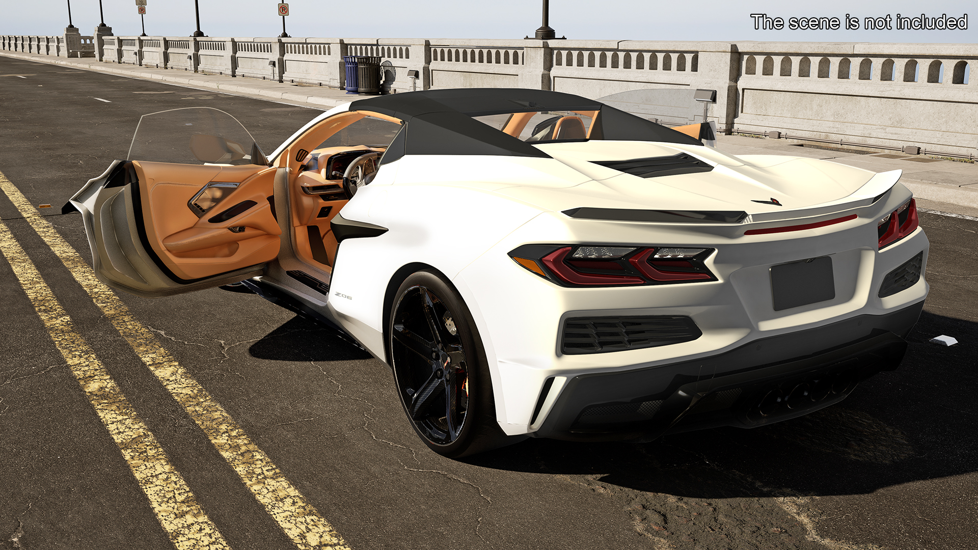 White 2023 Chevrolet Corvette Z06 Rigged for Maya 3D model