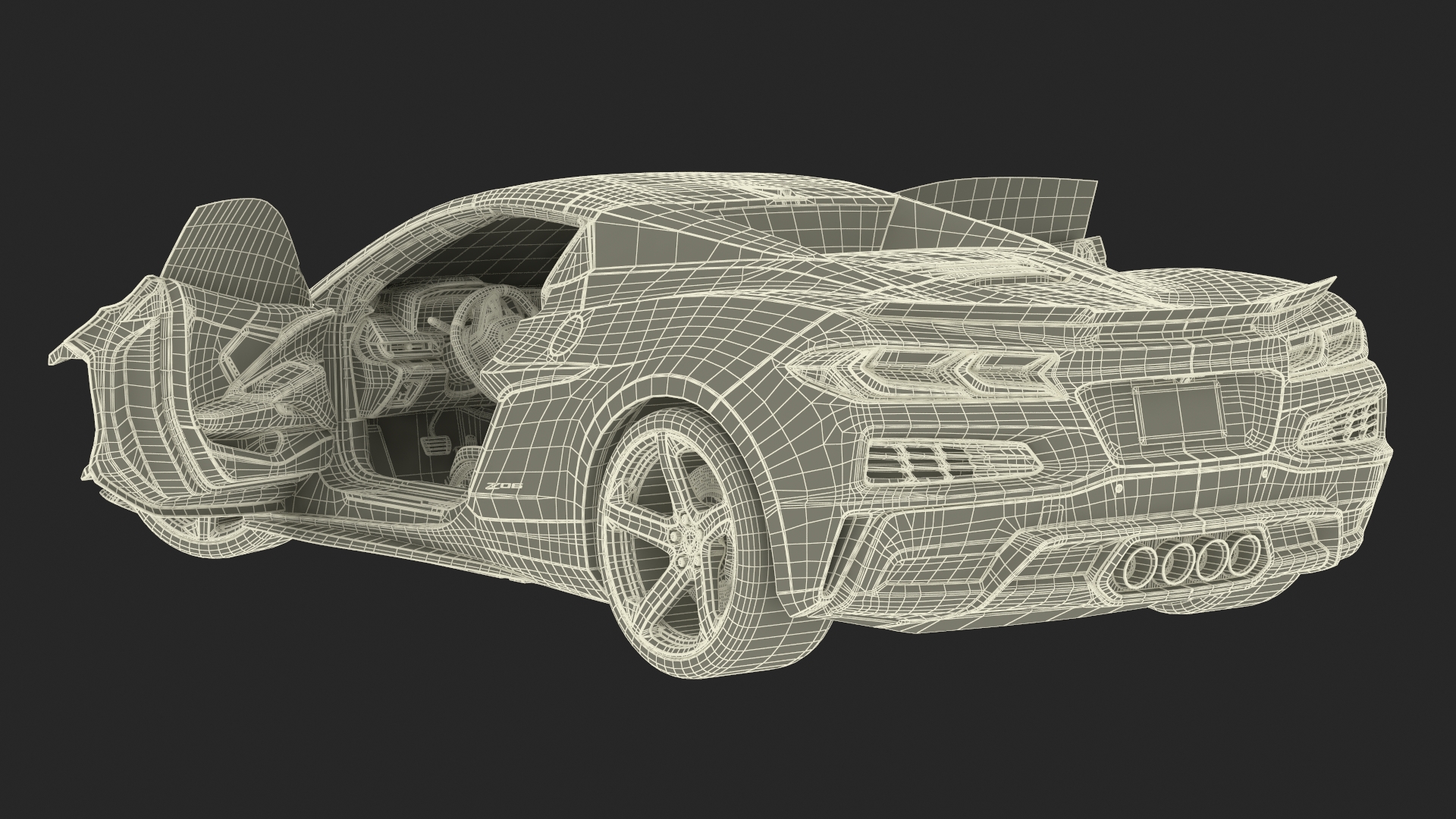 White 2023 Chevrolet Corvette Z06 Rigged for Maya 3D model