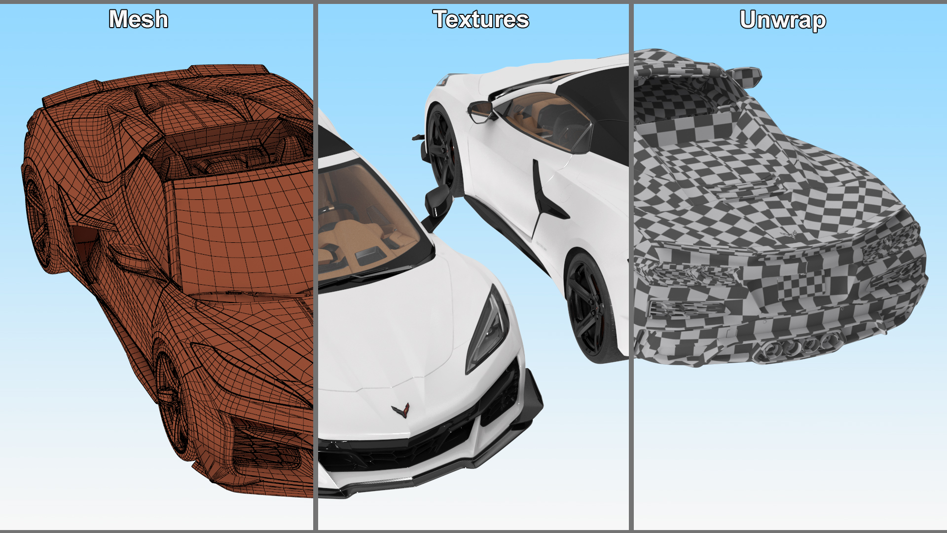 White 2023 Chevrolet Corvette Z06 Rigged for Maya 3D model