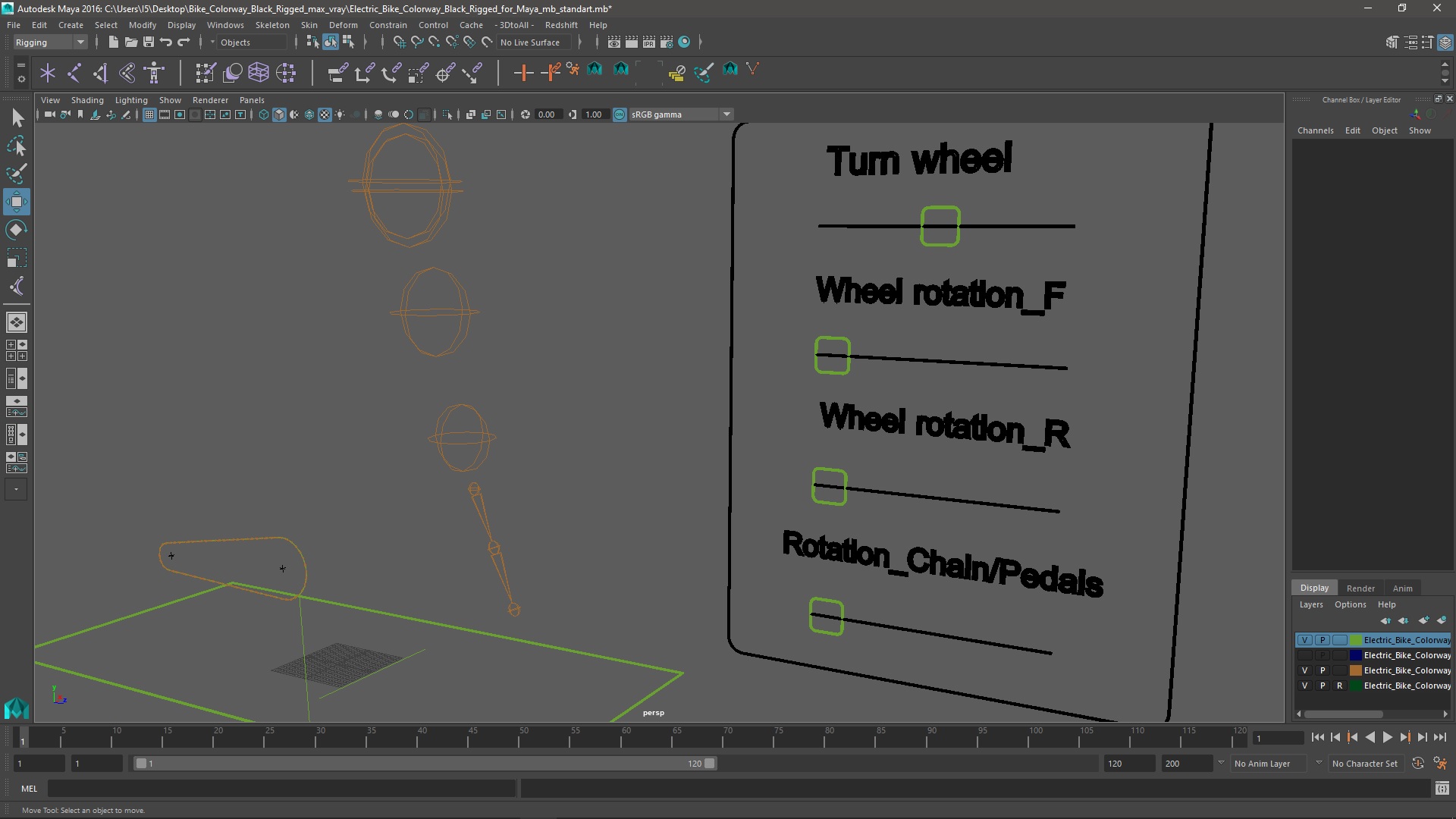 Electric Bike Colorway Black Rigged for Maya 3D model