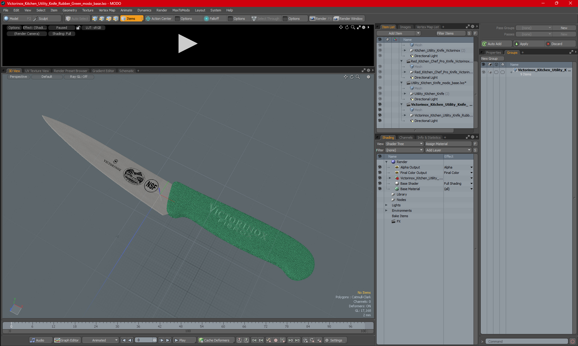 3D model Victorinox Kitchen Utility Knife Rubber Green