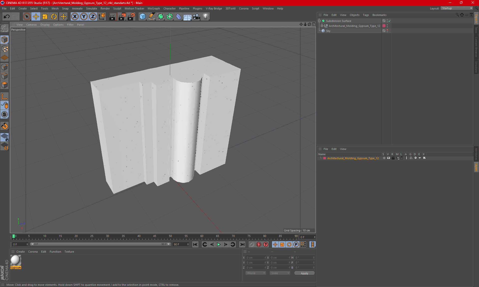 3D Architectural Molding Gypsum Type 12