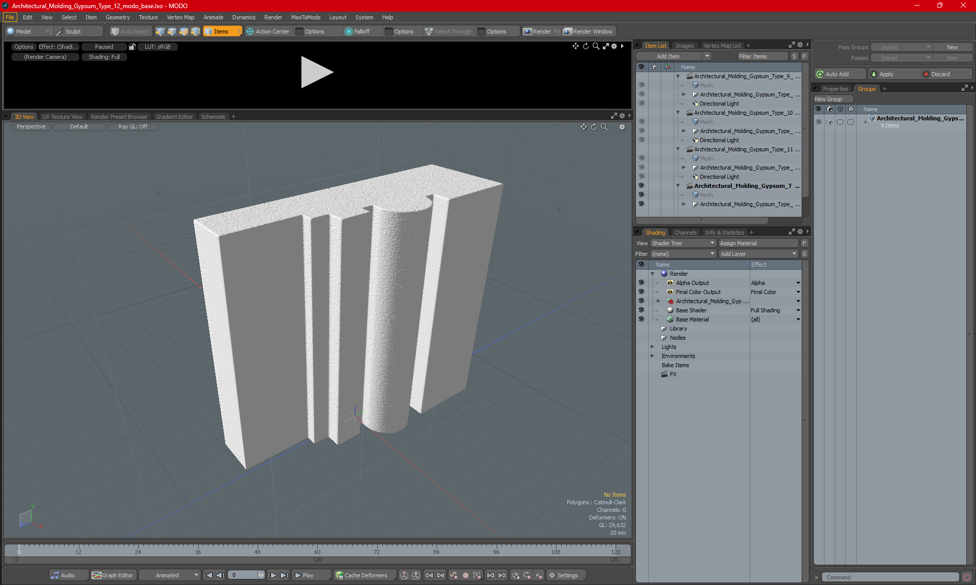 3D Architectural Molding Gypsum Type 12