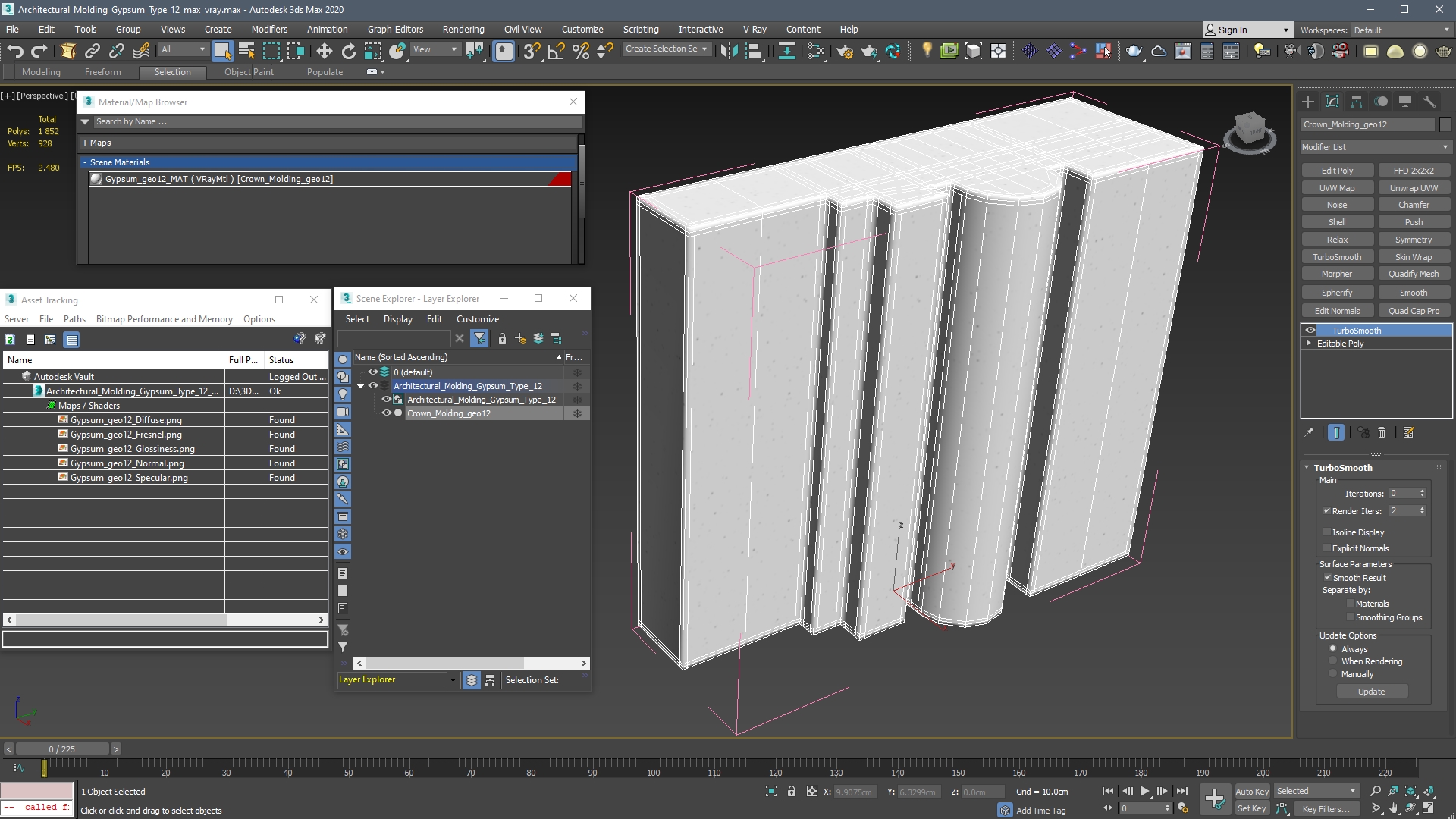 3D Architectural Molding Gypsum Type 12