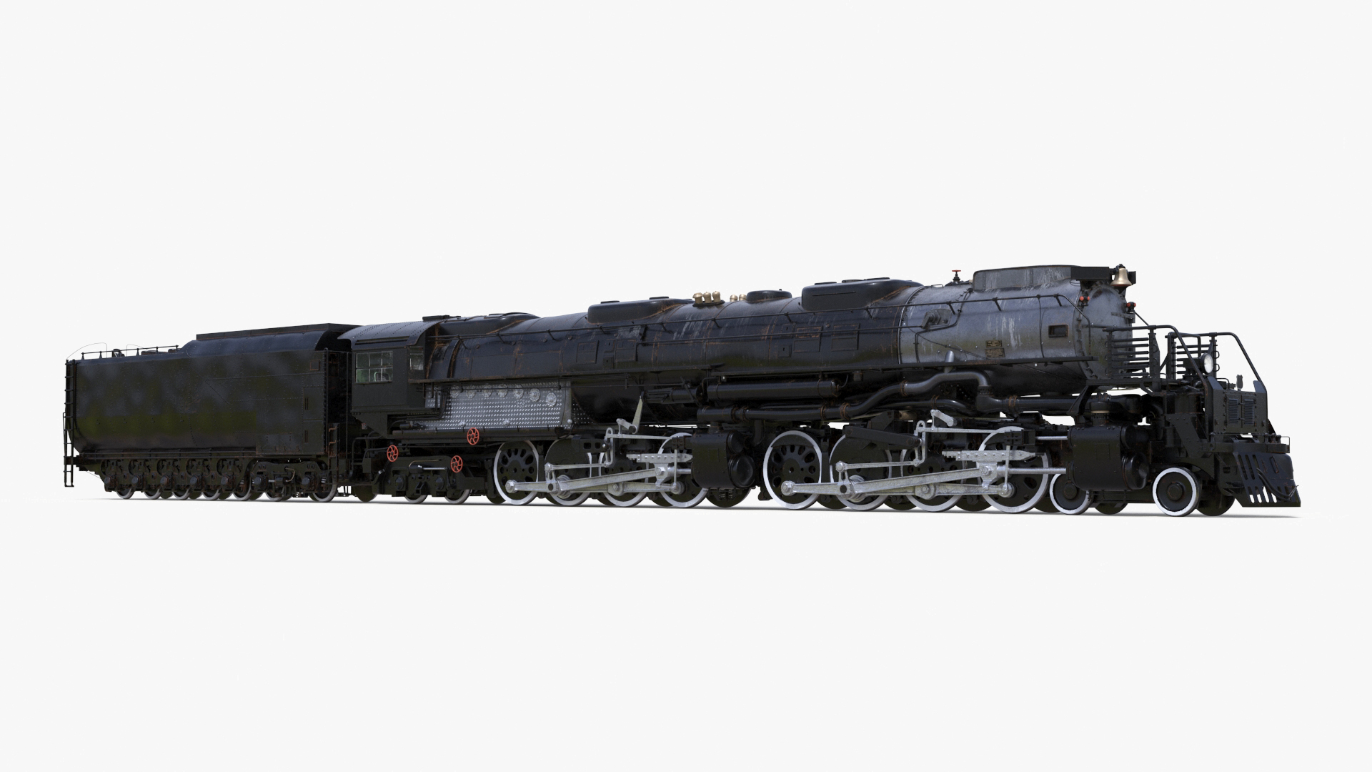Vintage Locomotive with Trailed Tender Rigged for Maya 3D model