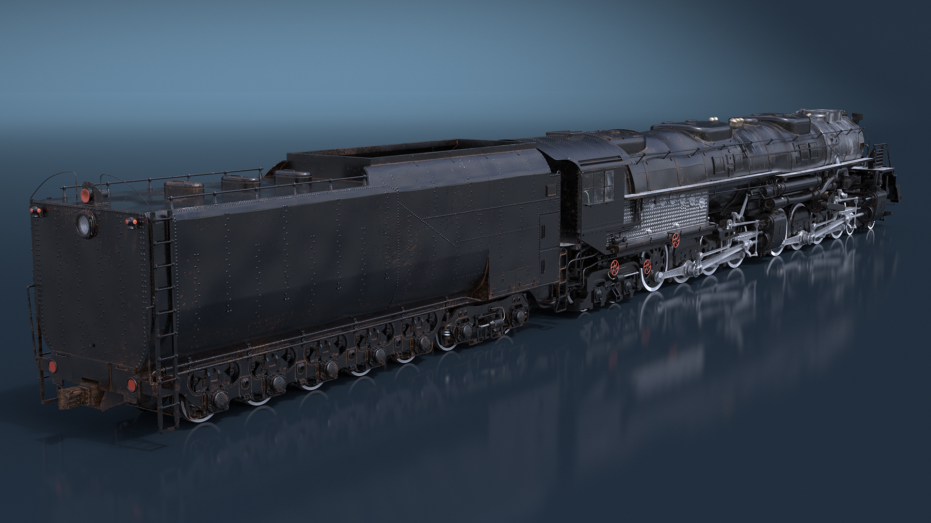 Vintage Locomotive with Trailed Tender Rigged for Maya 3D model