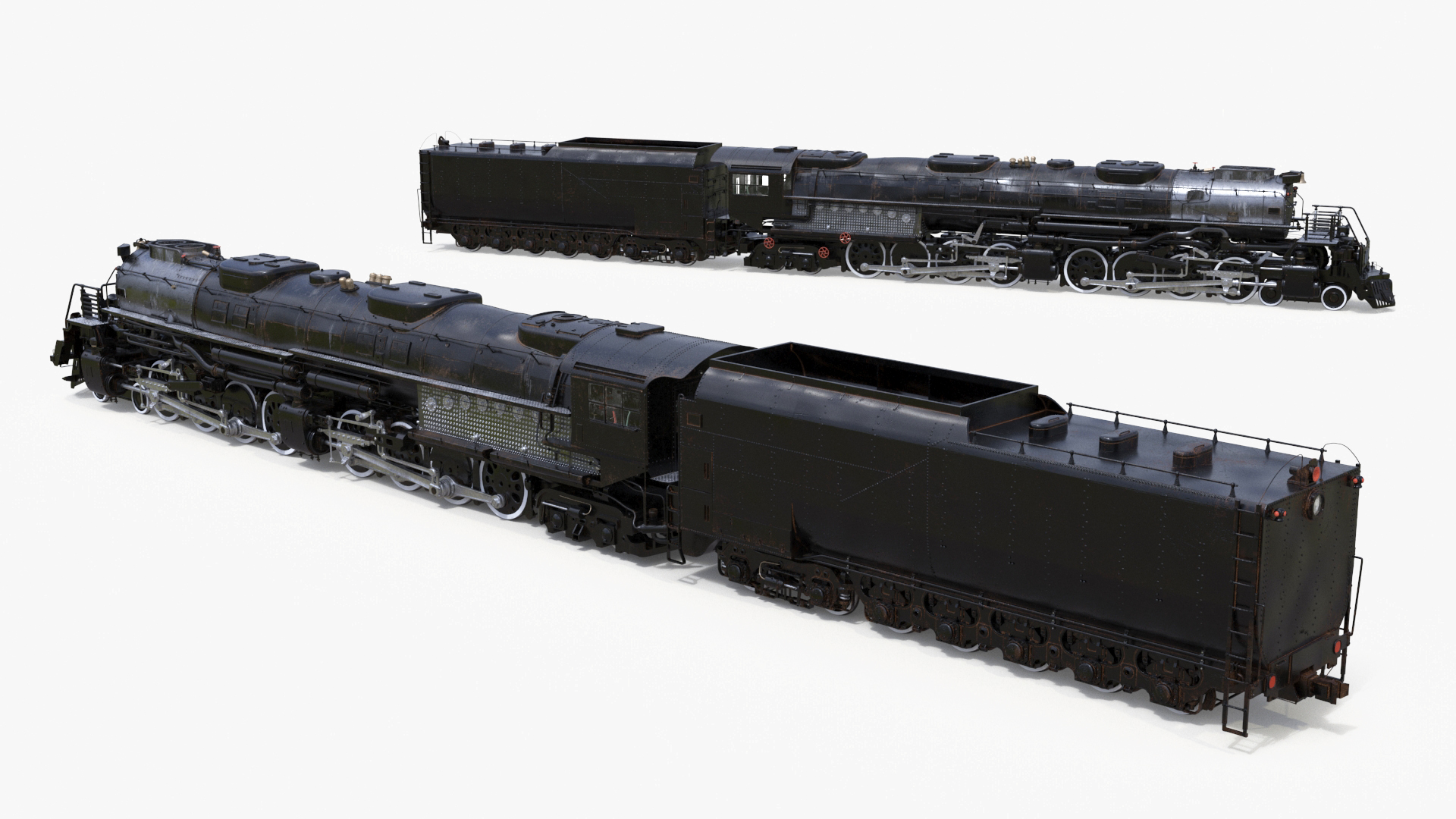 Vintage Locomotive with Trailed Tender Rigged for Maya 3D model