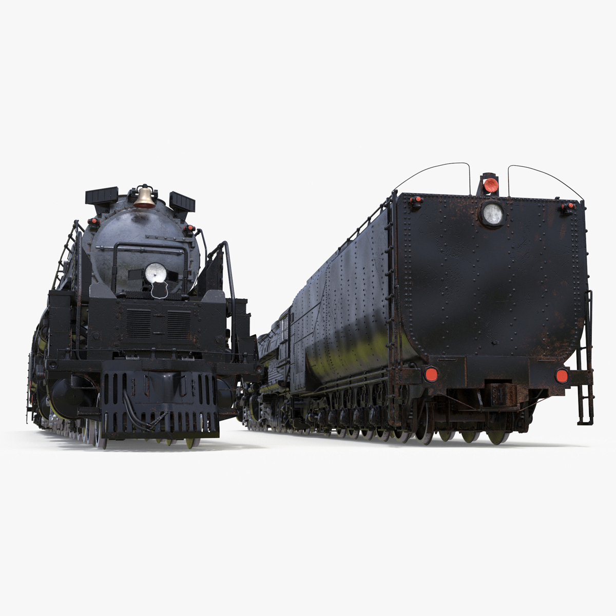 Vintage Locomotive with Trailed Tender Rigged for Maya 3D model