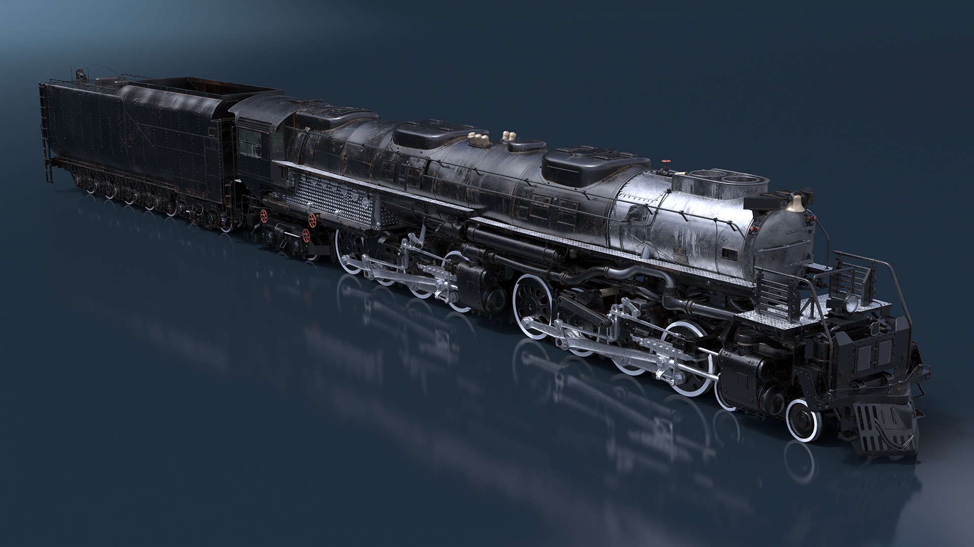 Vintage Locomotive with Trailed Tender Rigged for Maya 3D model