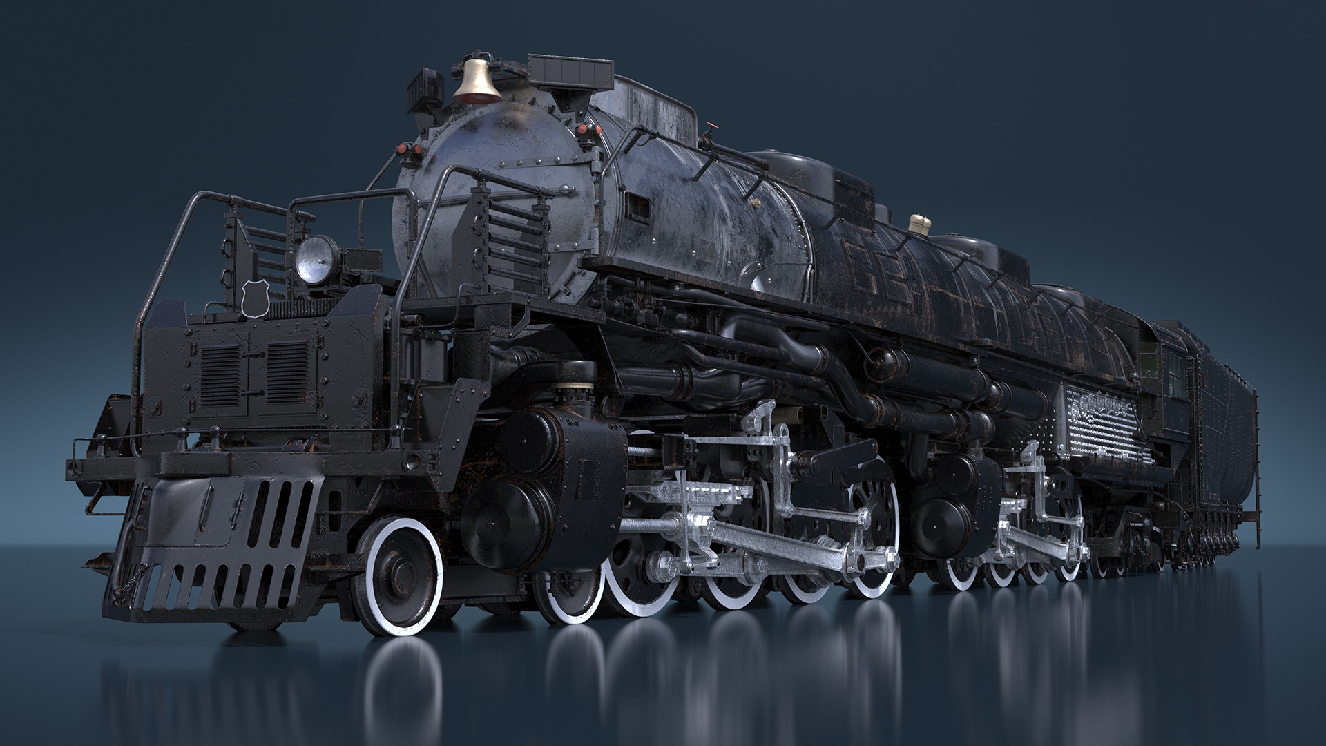 Vintage Locomotive with Trailed Tender Rigged for Maya 3D model