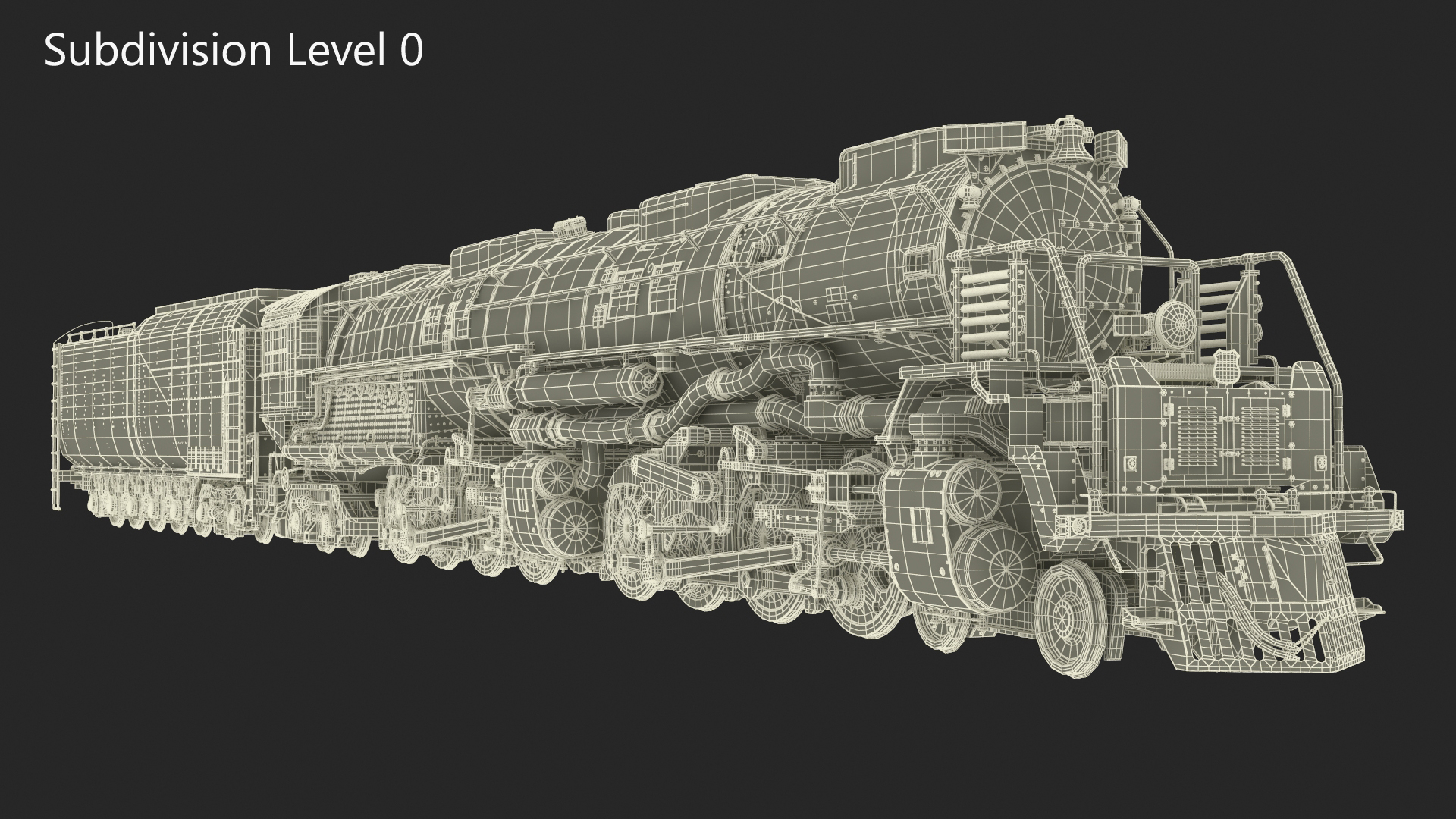 Vintage Locomotive with Trailed Tender Rigged for Maya 3D model