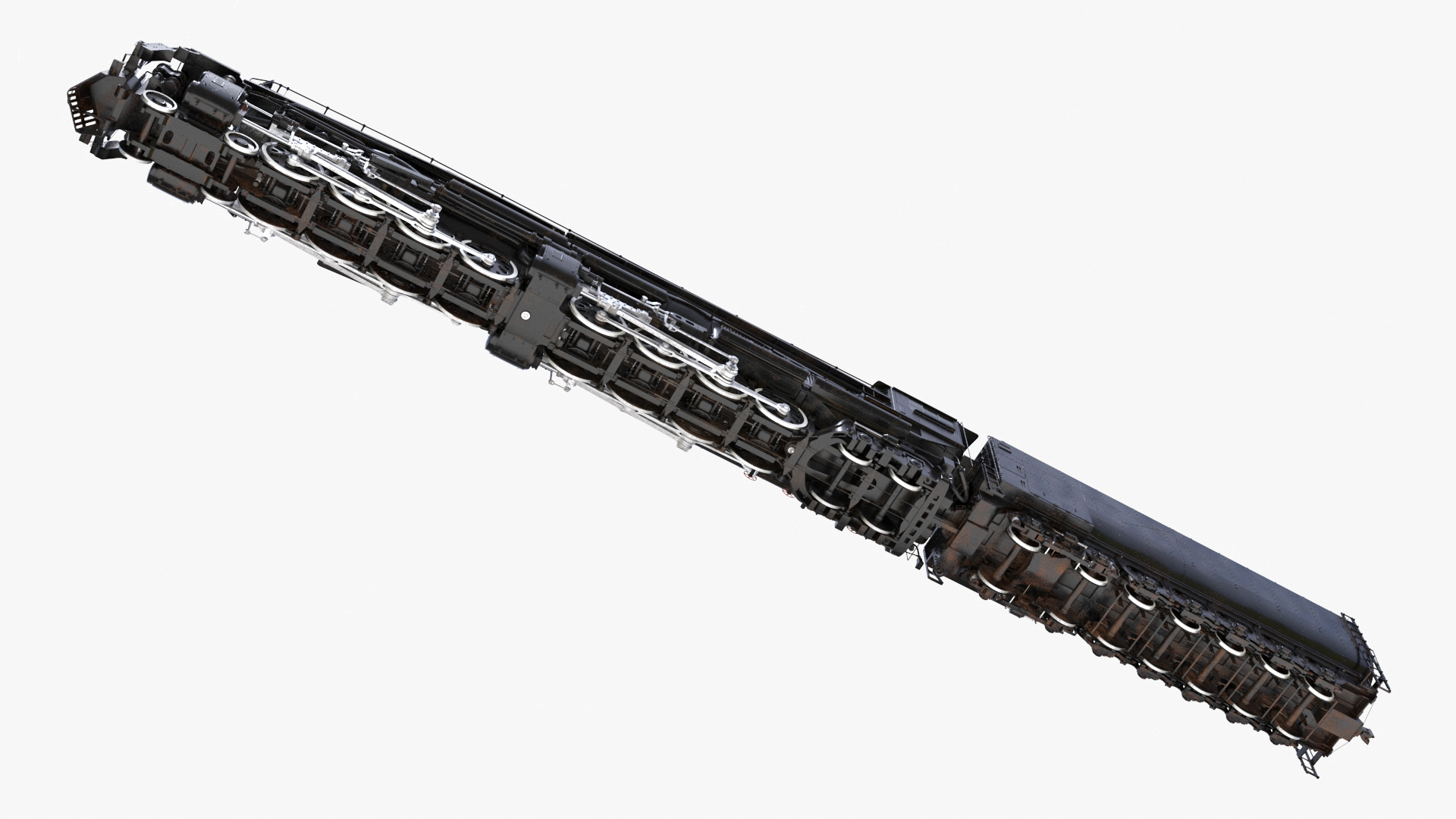 Vintage Locomotive with Trailed Tender Rigged for Maya 3D model