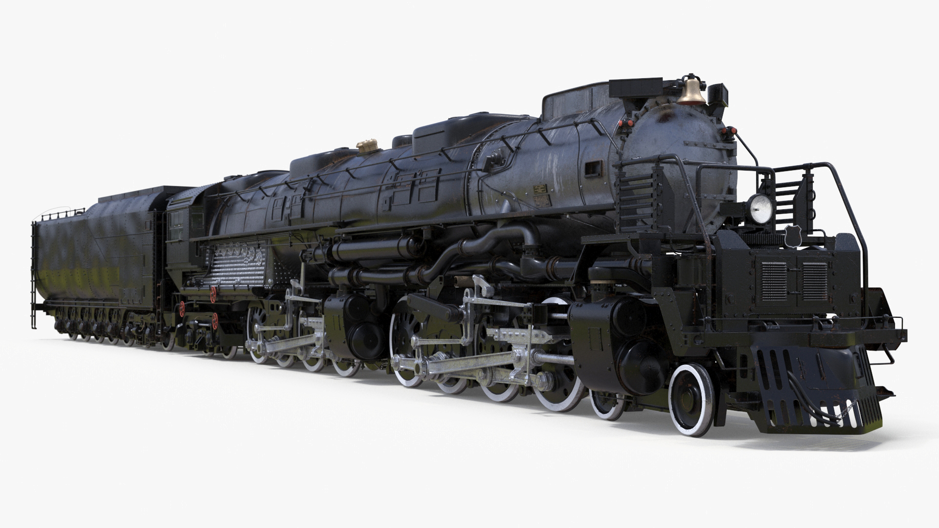 Vintage Locomotive with Trailed Tender Rigged for Maya 3D model
