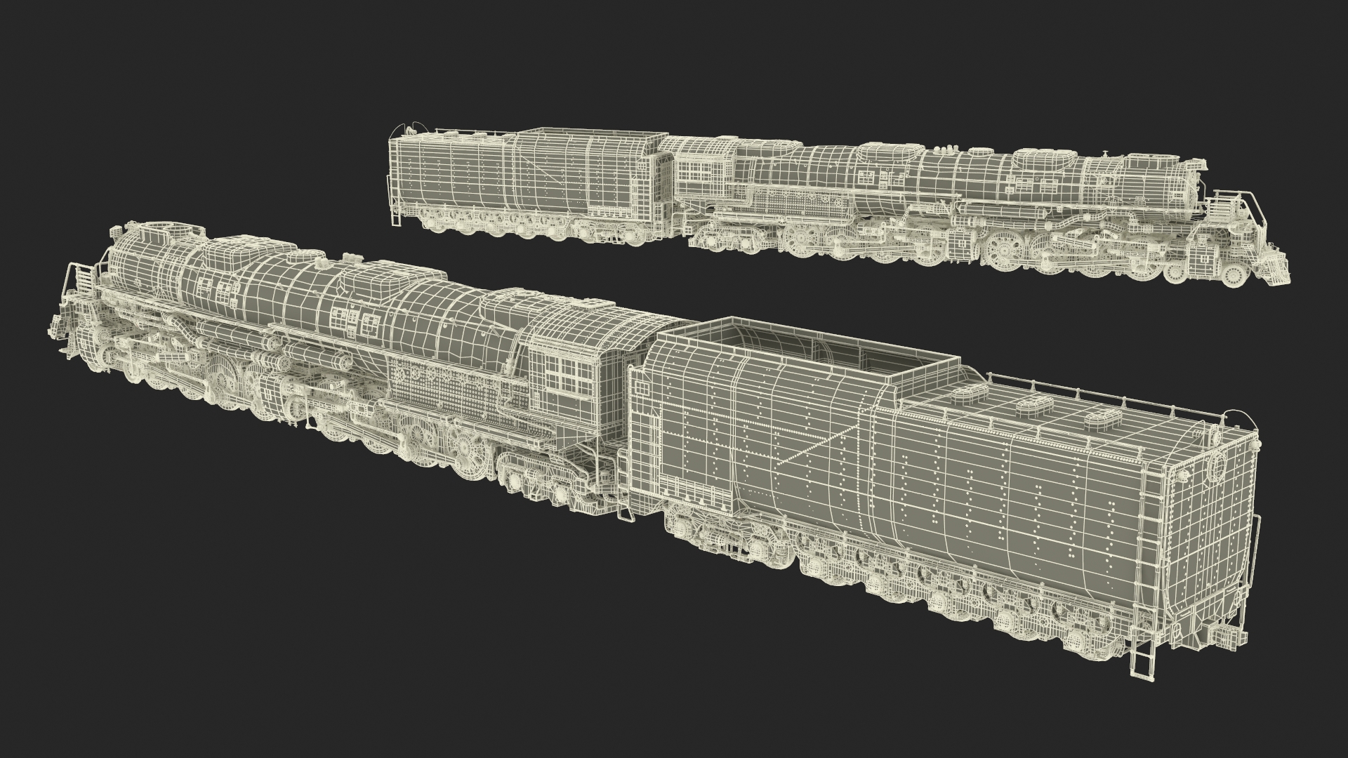 Vintage Locomotive with Trailed Tender Rigged for Maya 3D model