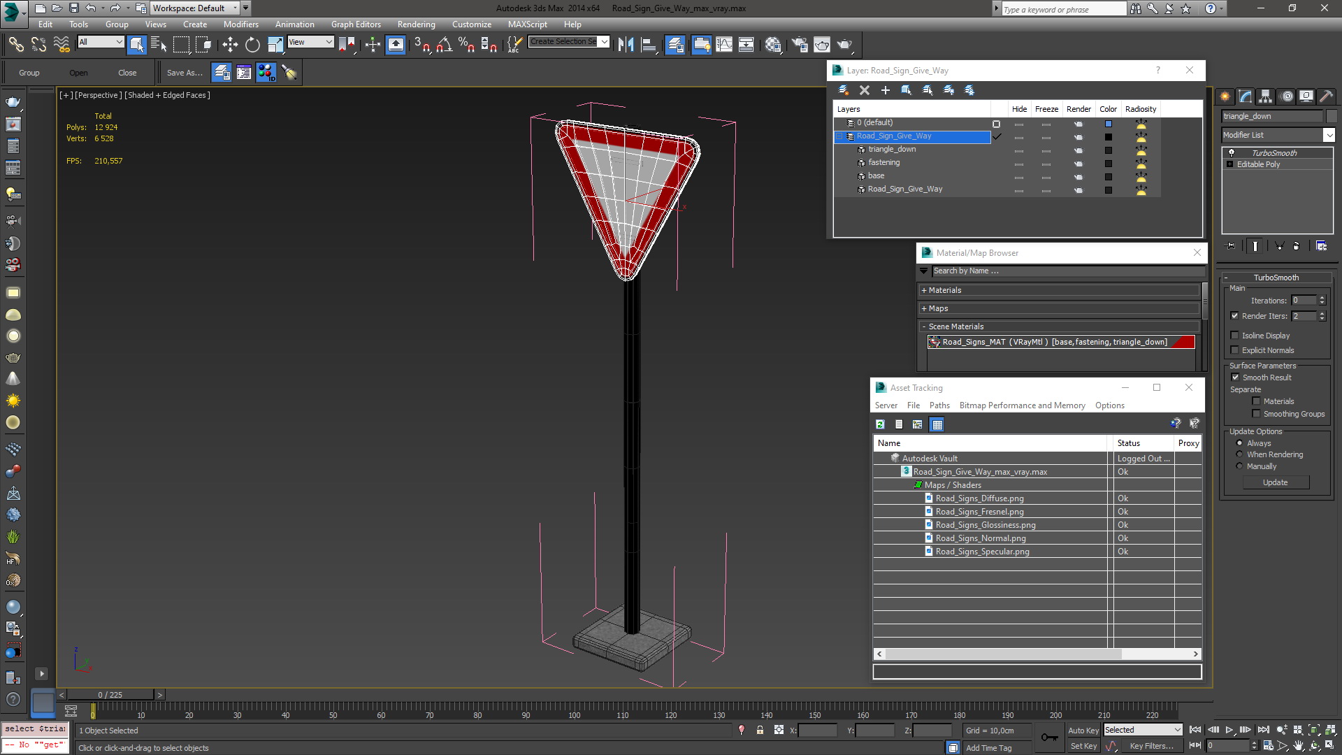 3D Road Sign Give Way model