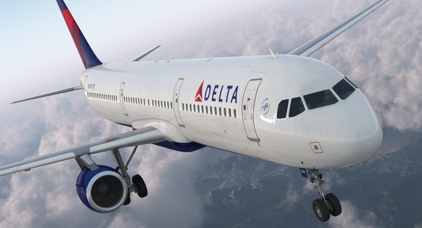 3D model Airbus A321 Delta Airlines with Interior
