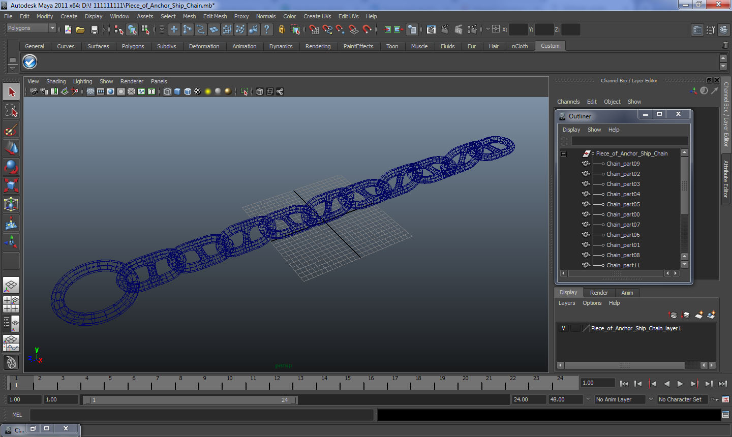 3D Rusty Ship Anchor Chain model