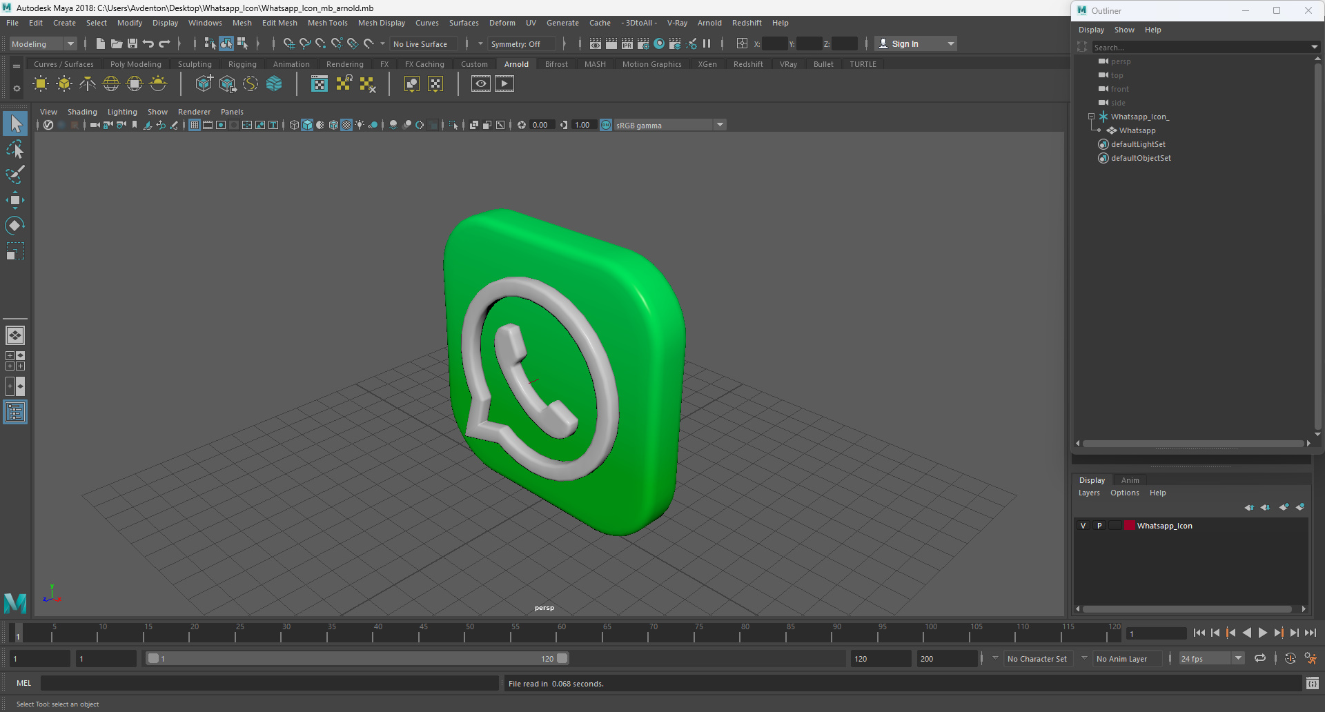 3D Whatsapp Icon model