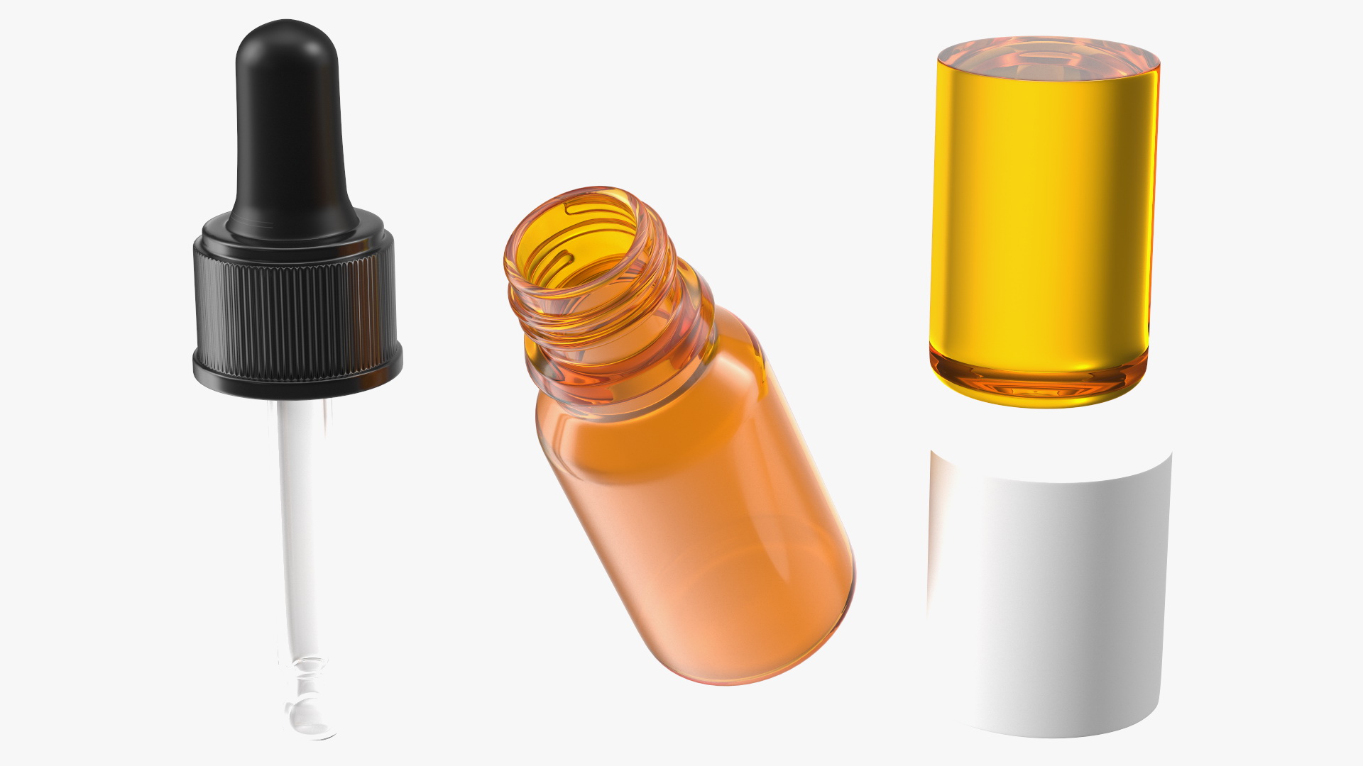 3D model Amber Glass Dropper Bottle 5ml