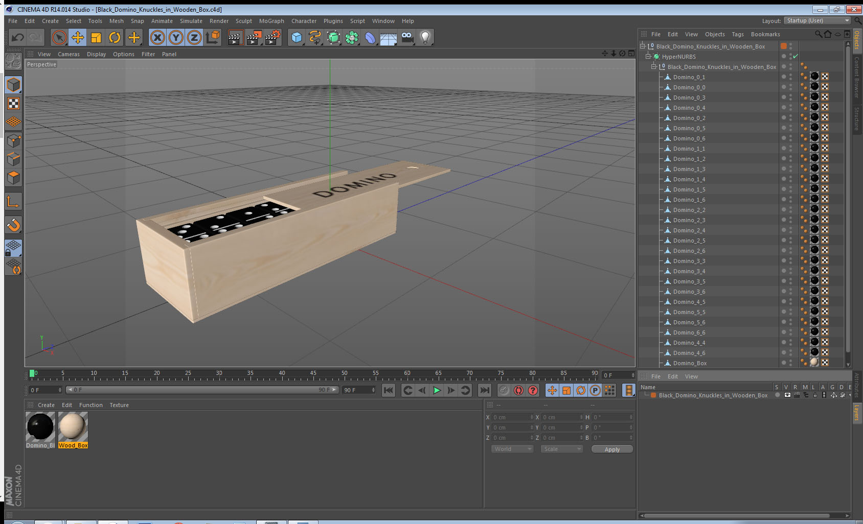 3D model Black Domino Knuckles in Wooden Box