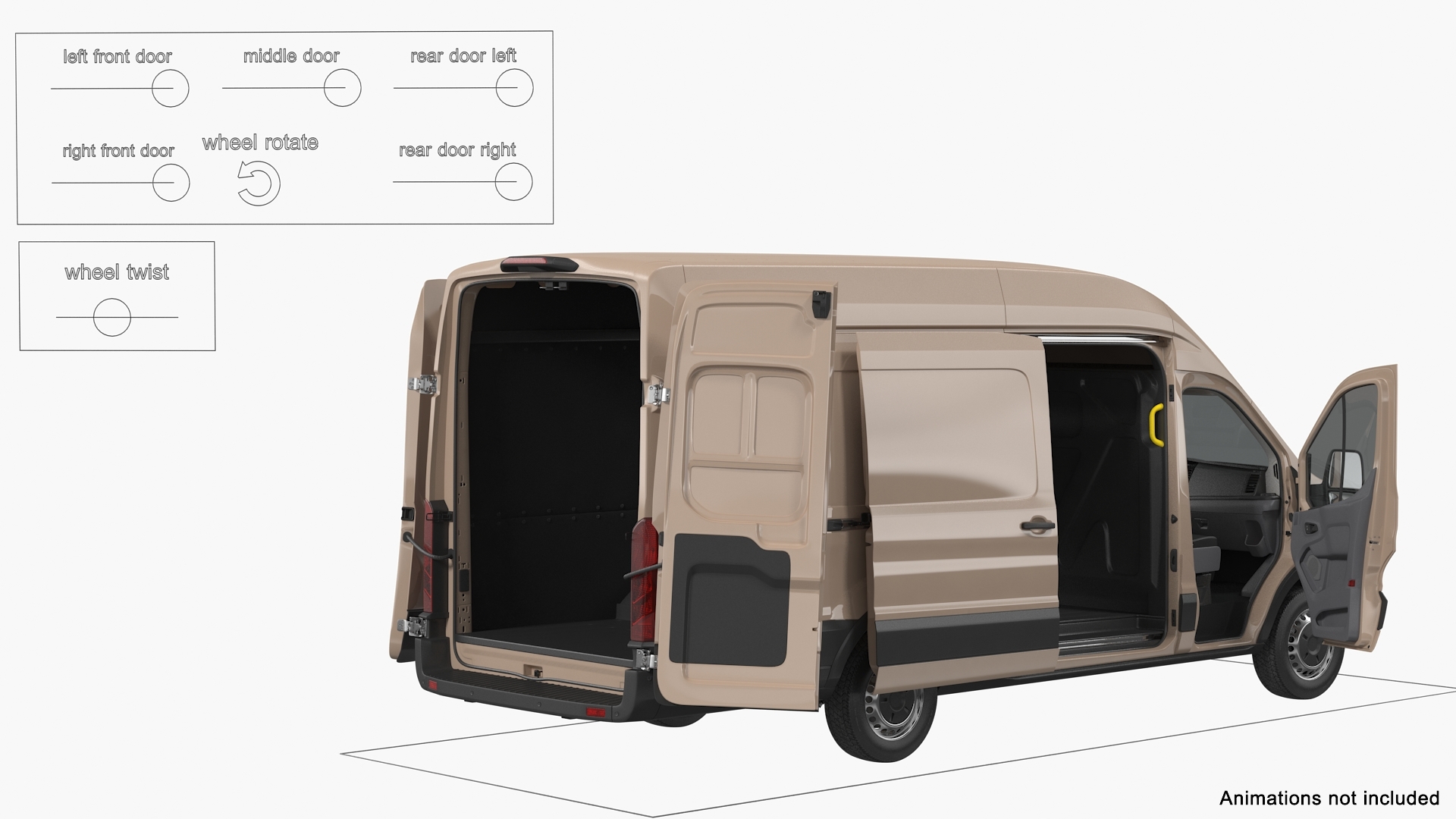 Cargo Van Generic 2020 Rigged 3D model
