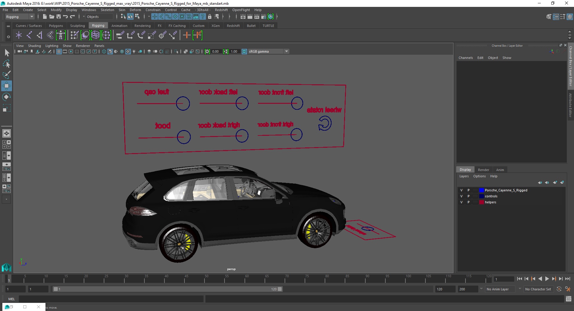 3D 2015 Porsche Cayenne S Rigged for Maya model