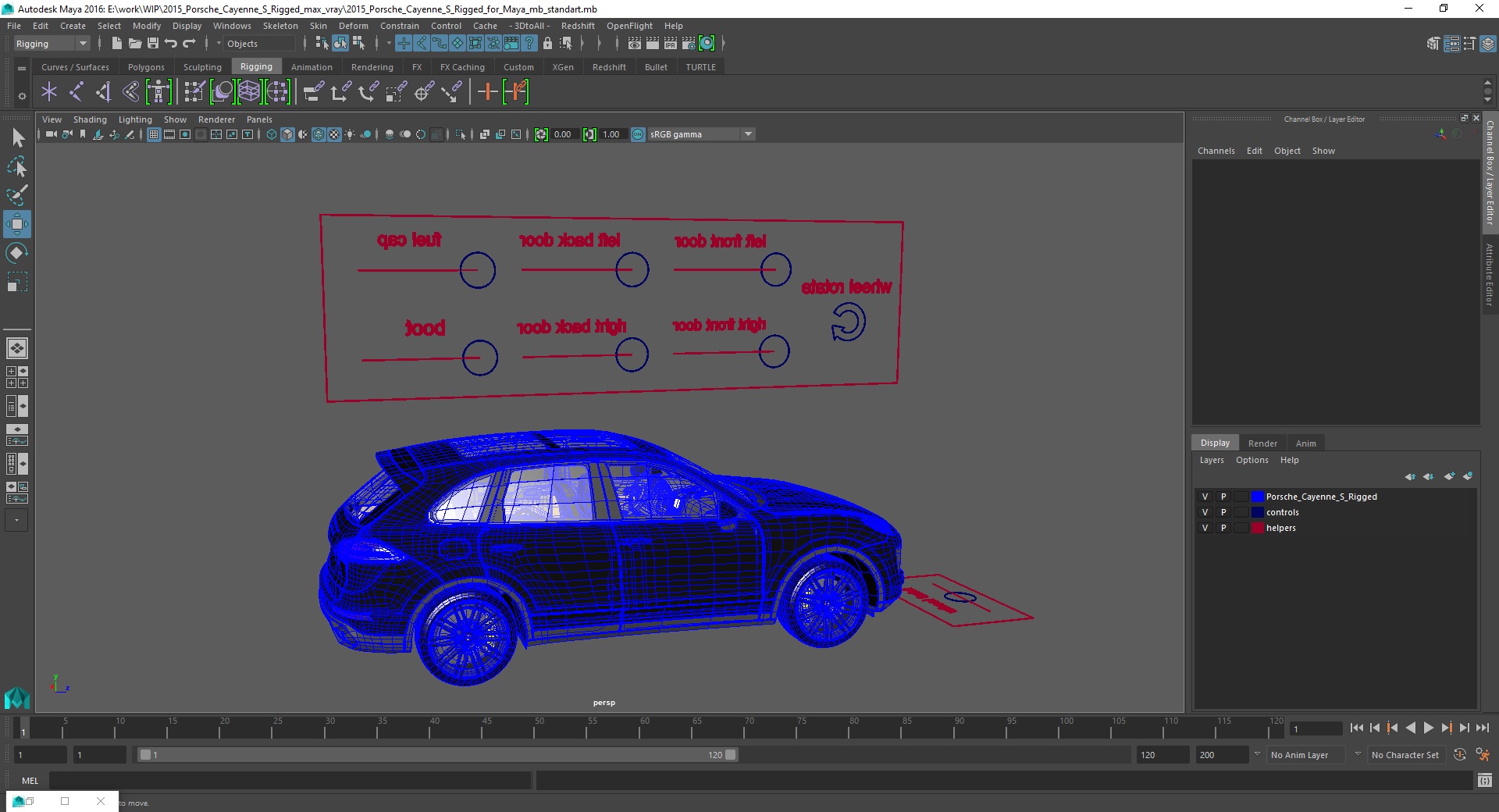 3D 2015 Porsche Cayenne S Rigged for Maya model