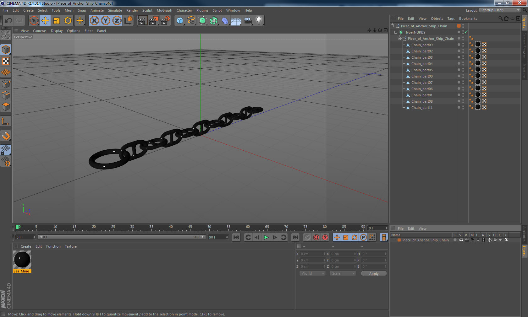 3D Piece of Anchor Ship Chain