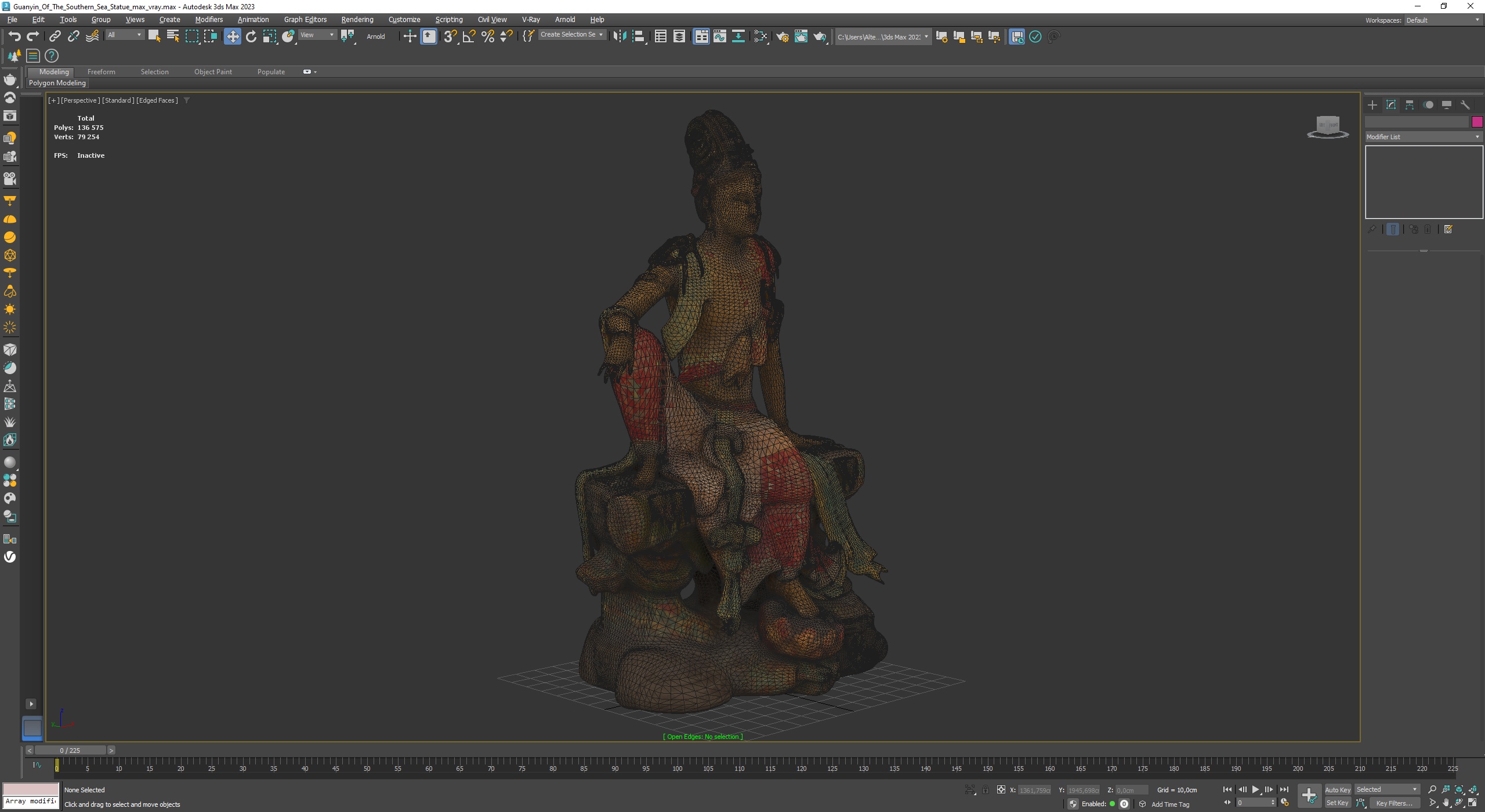 Guanyin Of The Southern Sea Statue for 3D Print 3D