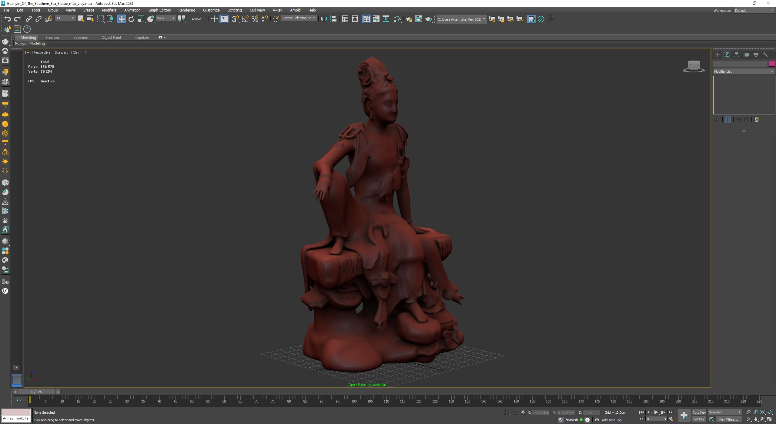 Guanyin Of The Southern Sea Statue for 3D Print 3D
