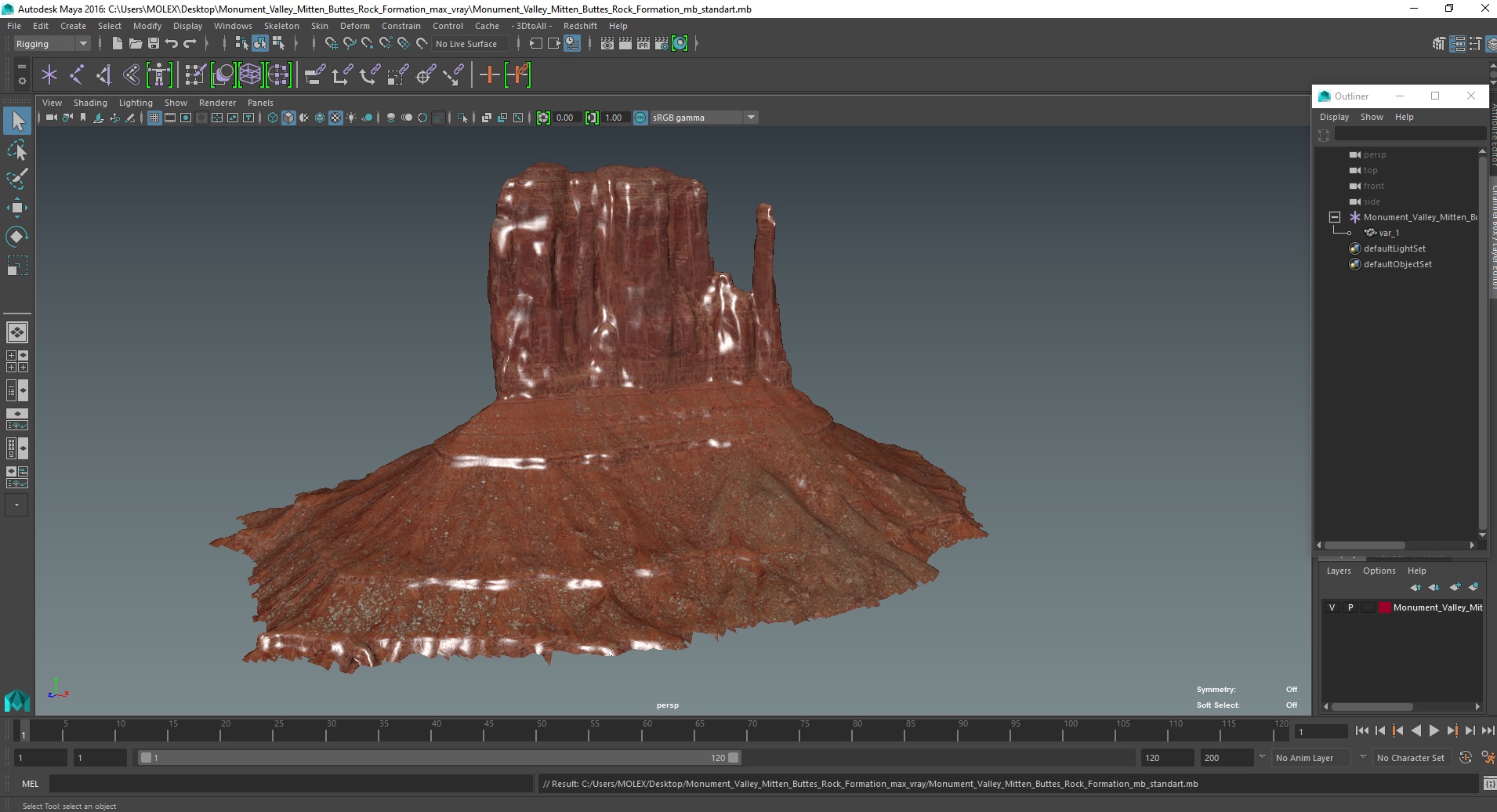 Monument Valley Mitten Buttes Rock Formation 3D model