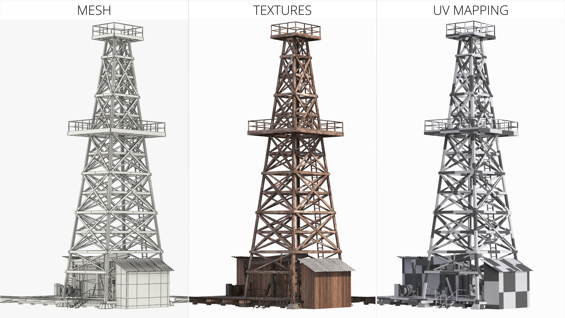 Timber Oil Derrick on Platform Brown Old - view 5