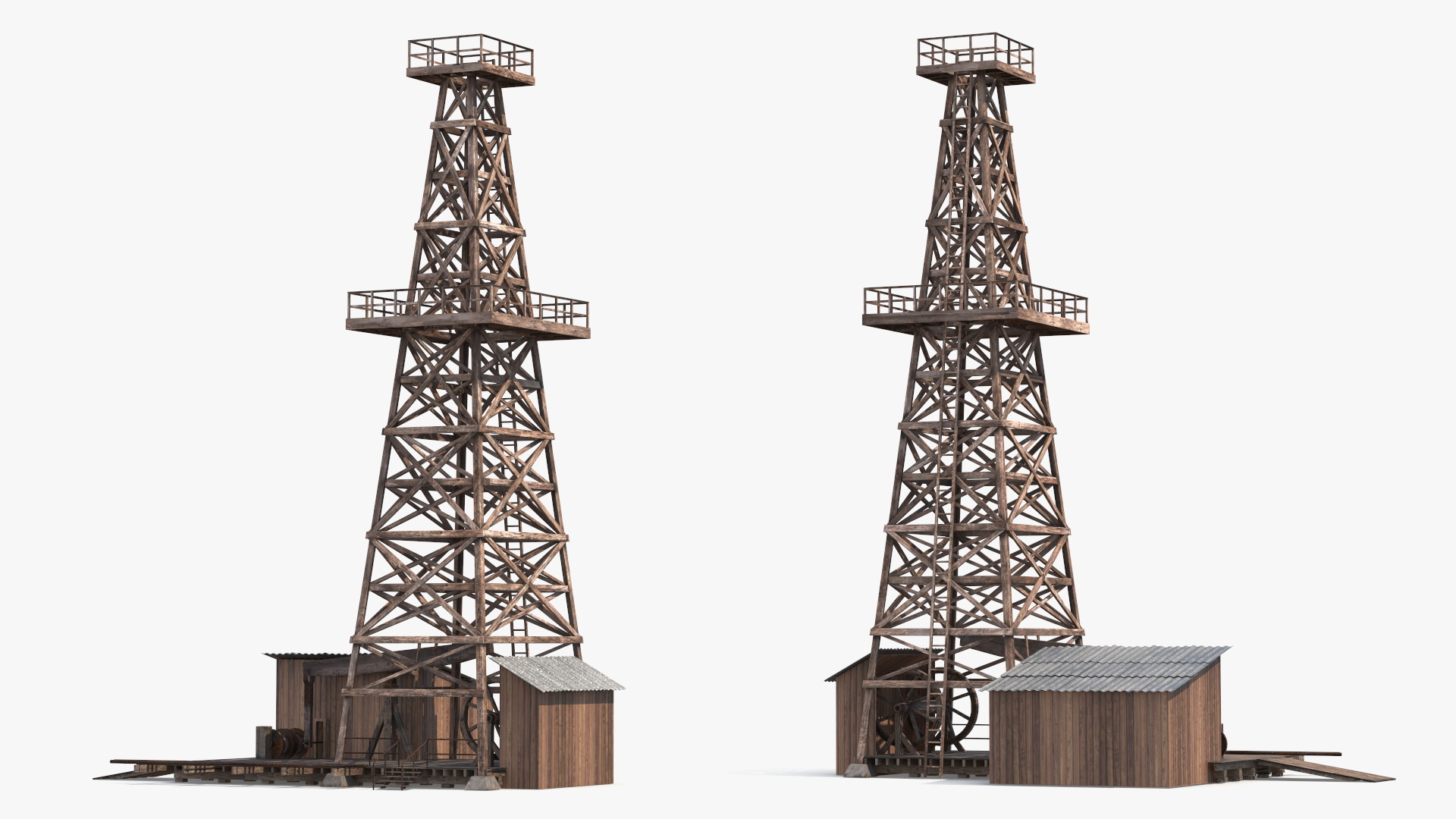 Timber Oil Derrick on Platform Brown Old - view 4
