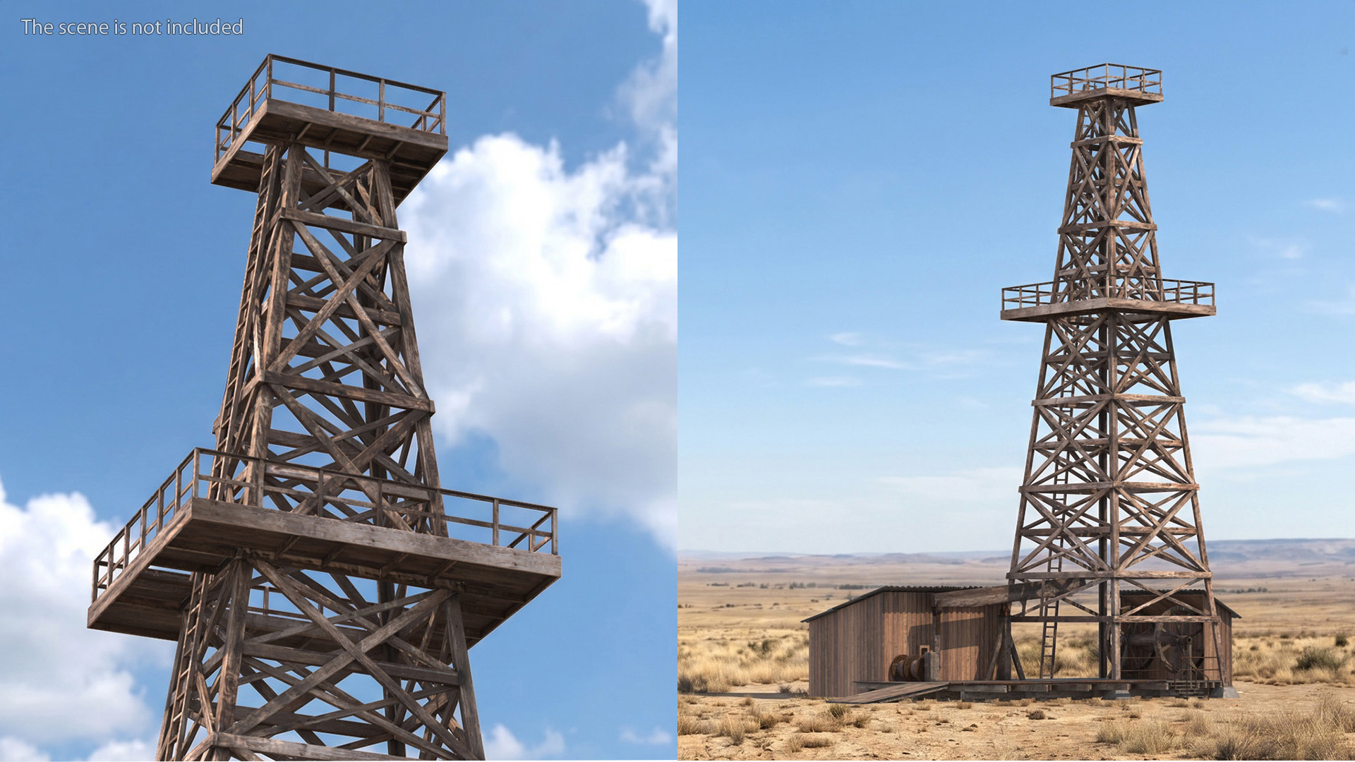 Timber Oil Derrick on Platform Brown Old - view 2