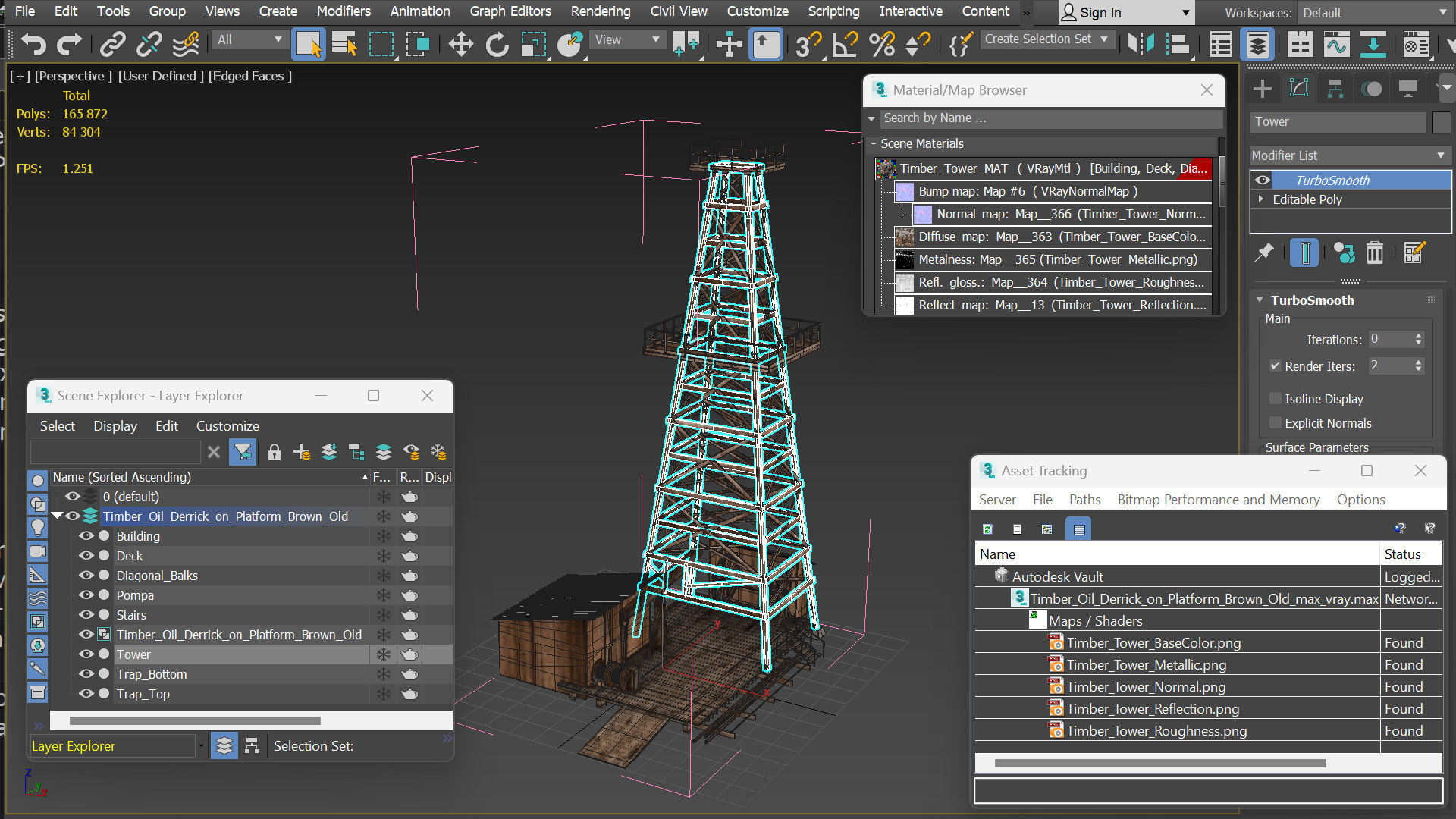 Timber Oil Derrick on Platform Brown Old - view 9