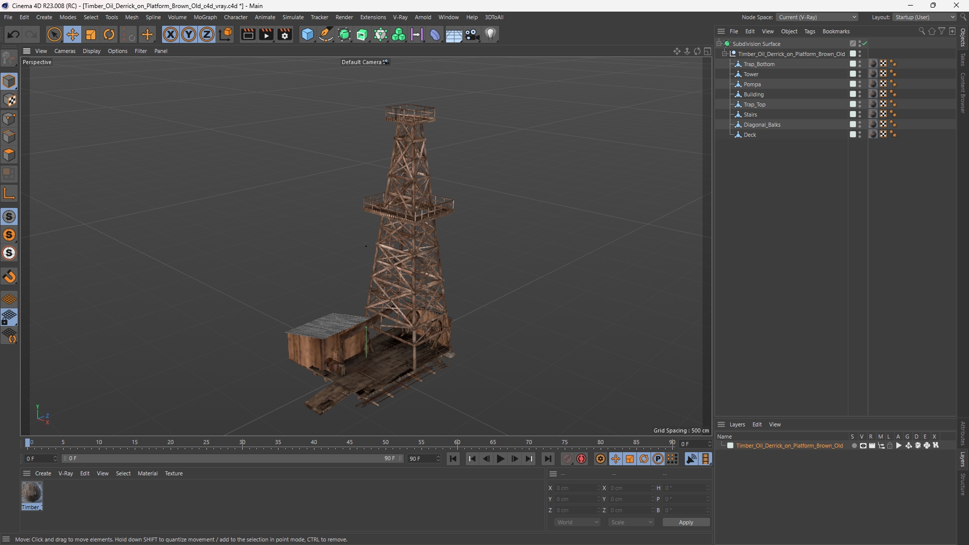 Timber Oil Derrick on Platform Brown Old - view 12