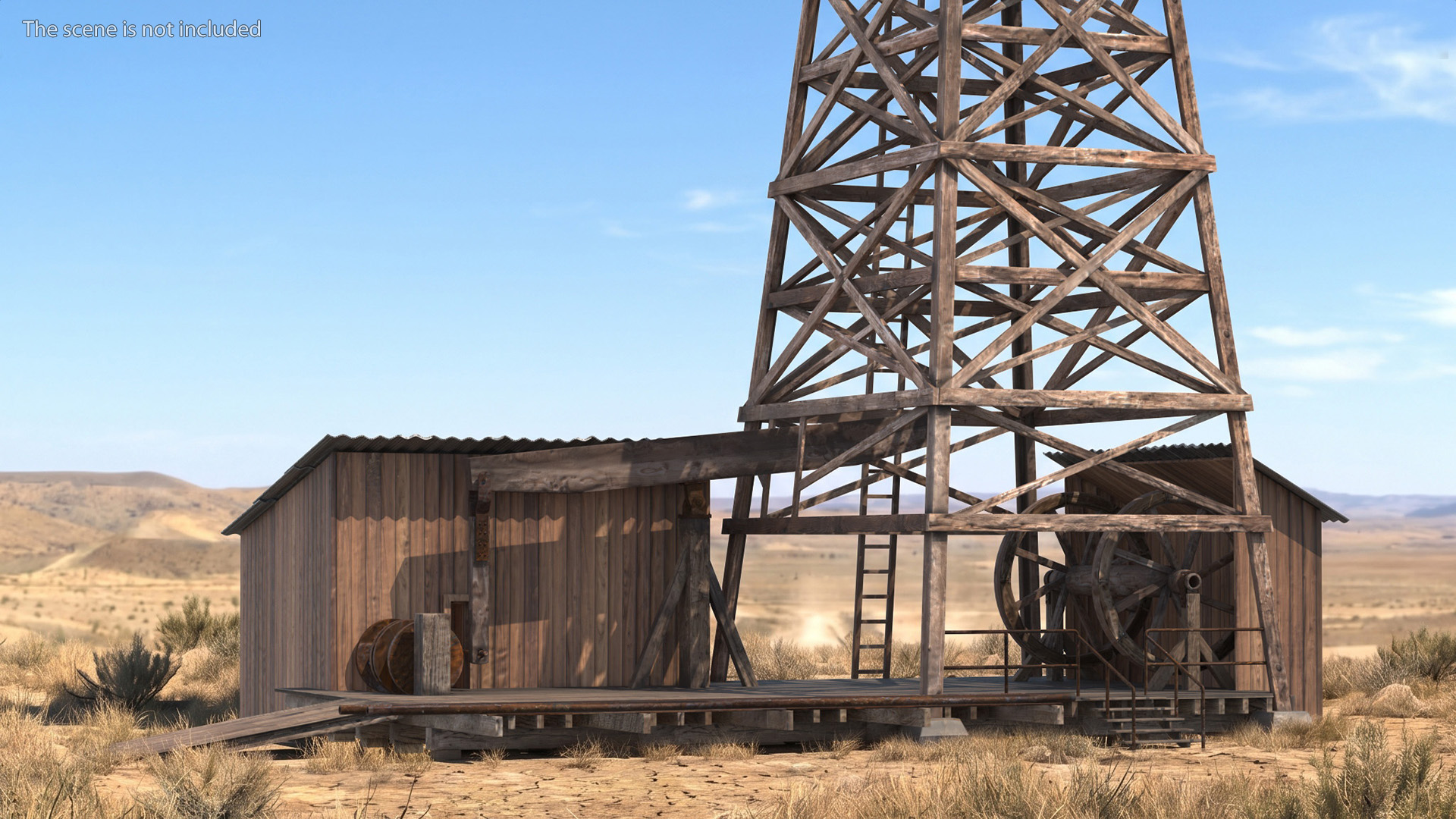 Timber Oil Derrick on Platform Brown Old - view 3