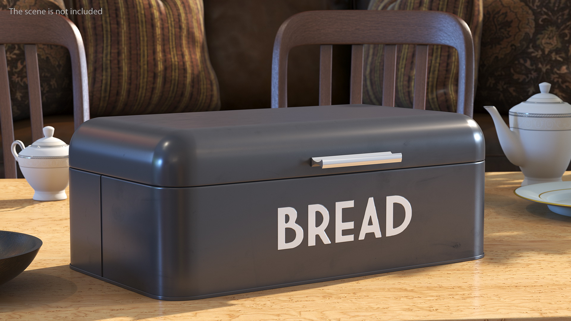 3D Metal Bread Bin Black