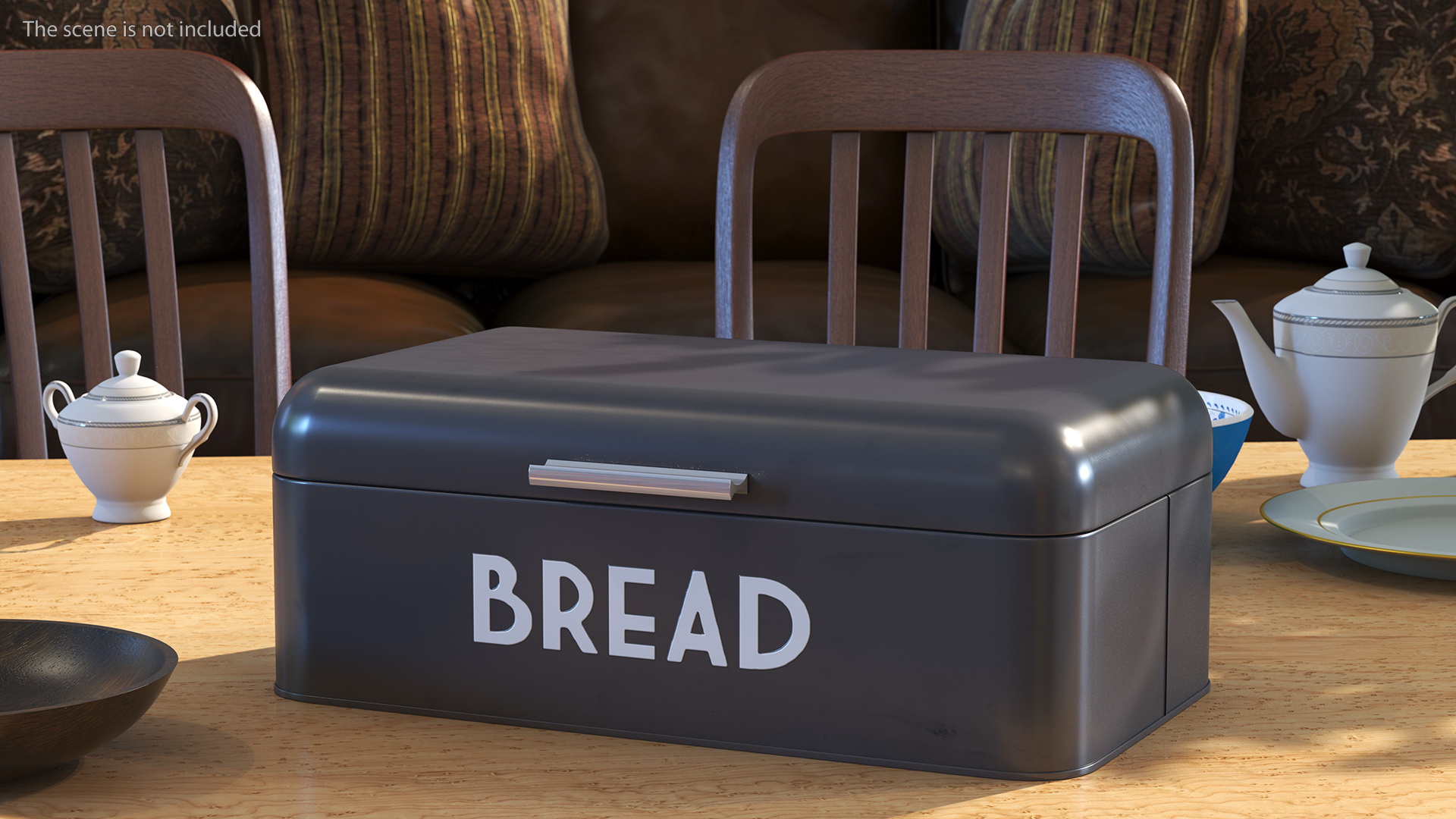 3D Metal Bread Bin Black