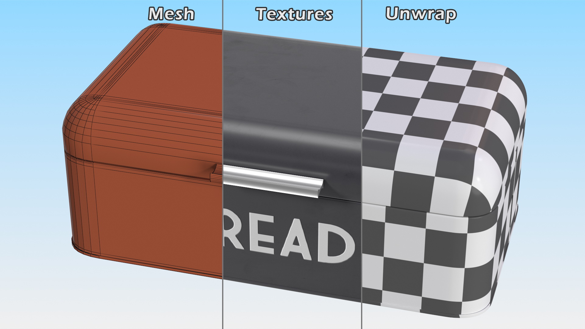 3D Metal Bread Bin Black