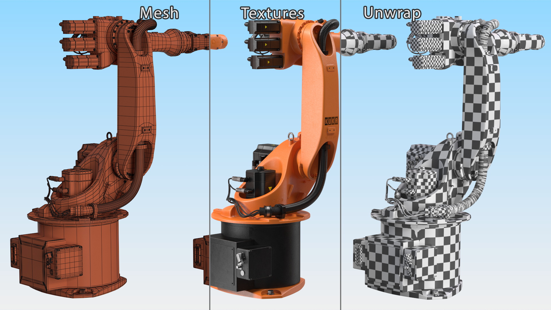 3D model Low Payload Robot Arm Kuka KR 6 2 Rigged